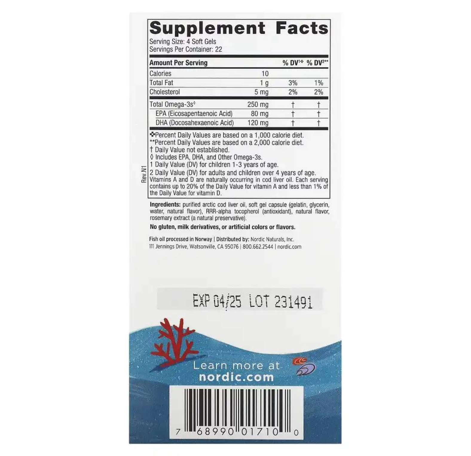 Nordic Naturals, ДГК для детей, клубника, для детей 3–6 лет, 62.5 мг, 90 желатиновых мини-капсул