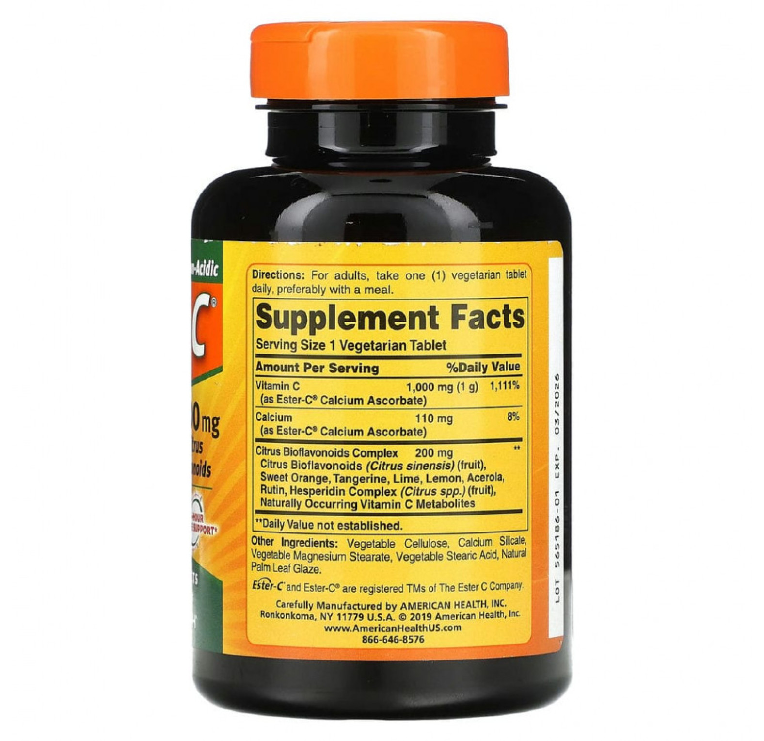 American Health, Ester-C с цитрусовыми биофлавоноидами, 1000 мг, 120 вегетарианских таблеток