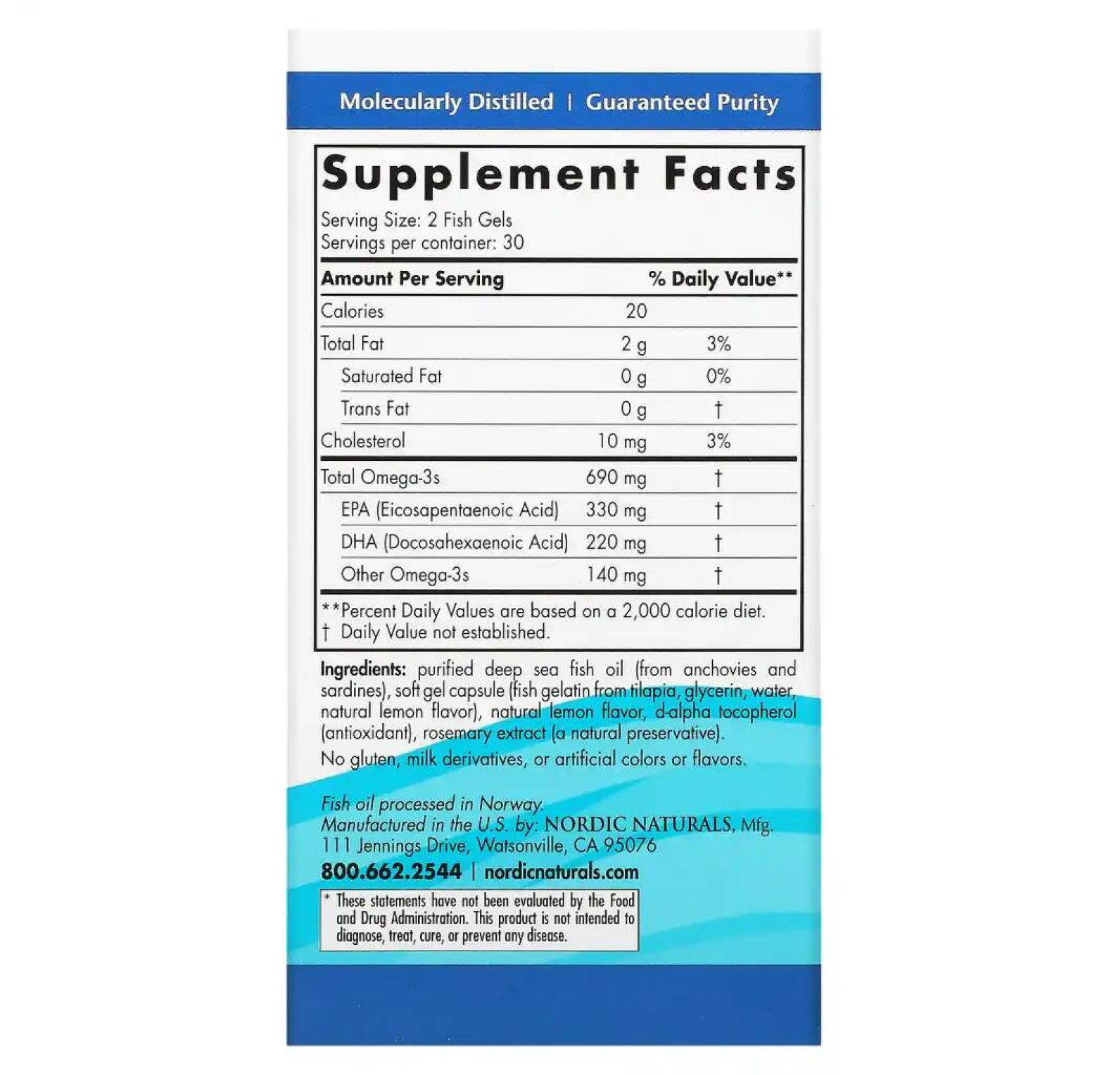 Nordic Naturals, омега-3, с лимонным вкусом, 345 мг, 60 капсул