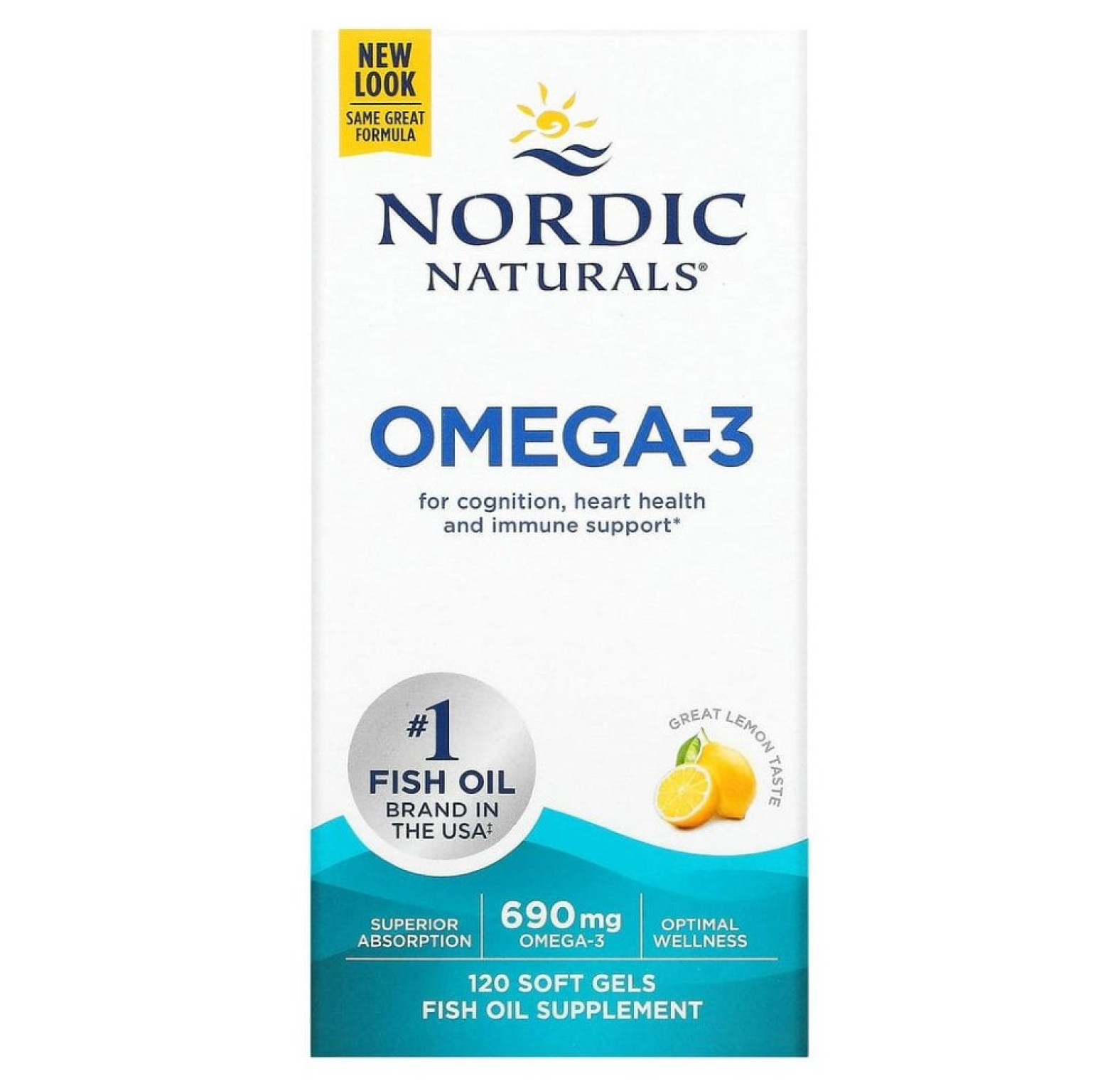 Nordic Naturals, омега-3, со вкусом лимона, 345 мг, 120 капсул
