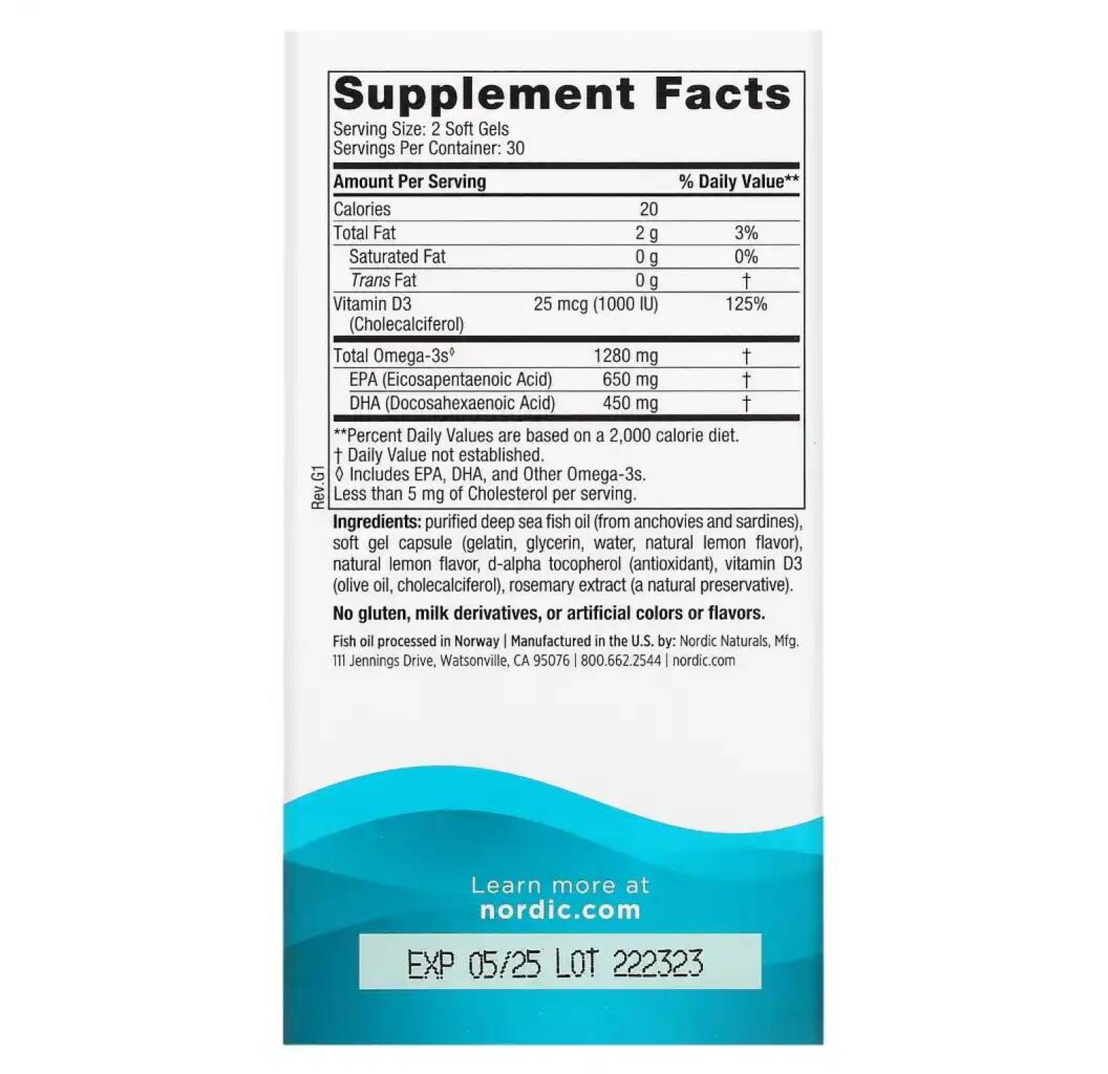 Nordic Naturals, Омега-D3 Ultimate, лимон, 1000 мг, 60 гелевых капсул