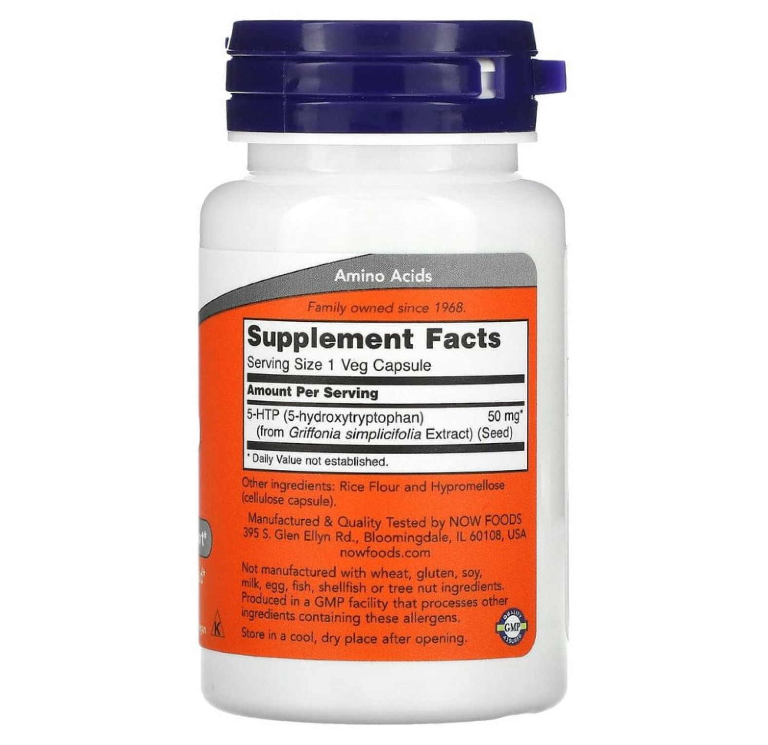 NOW Foods, 5-гидрокситриптофан (5-HTP), 50 мг, 30 растительных капсул