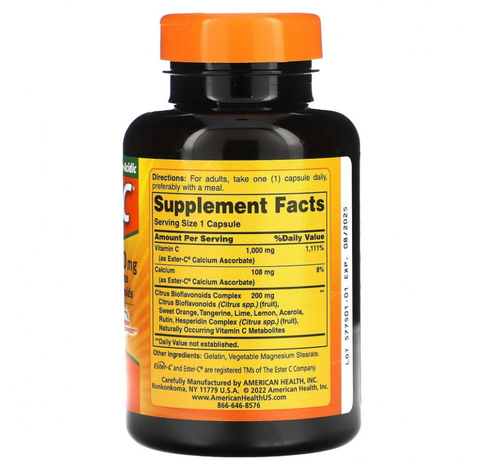 American Health, Ester-C с цитрусовыми биофлавоноидами, 1000 мг, 90 капсул