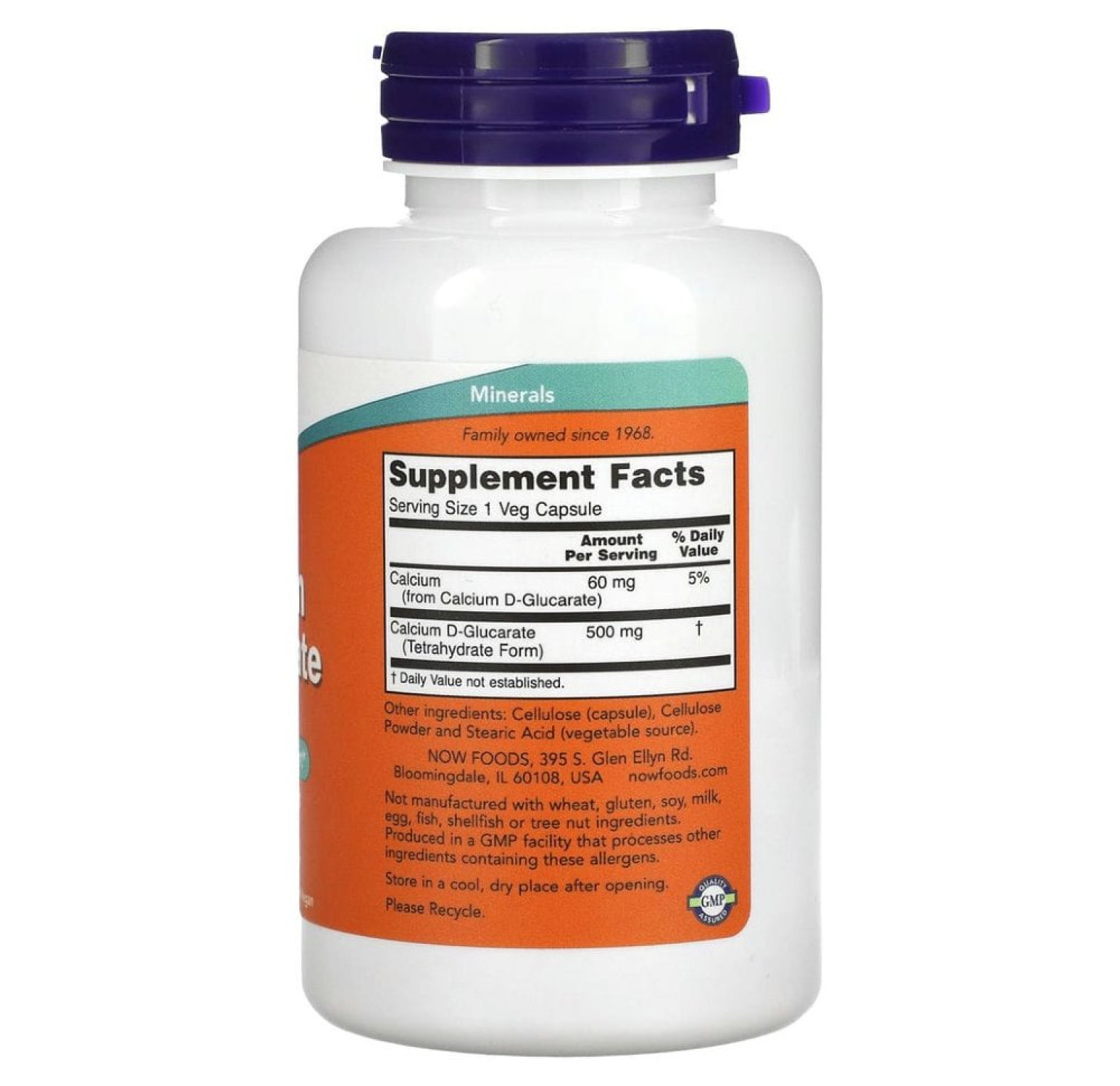 NOW Foods, D-глюкарат кальция, 500 мг, 90 растительных капсул