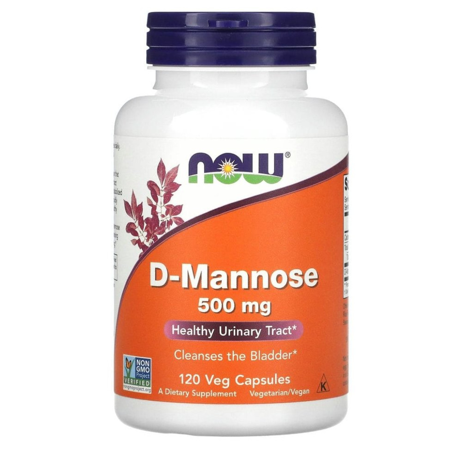 NOW Foods, D-манноза, 500 мг, 120 вегетарианских капсул