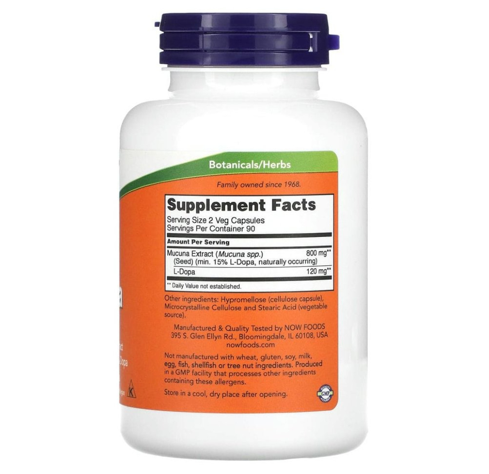NOW Foods, Dopa Mucuna, 180 растительных капсул