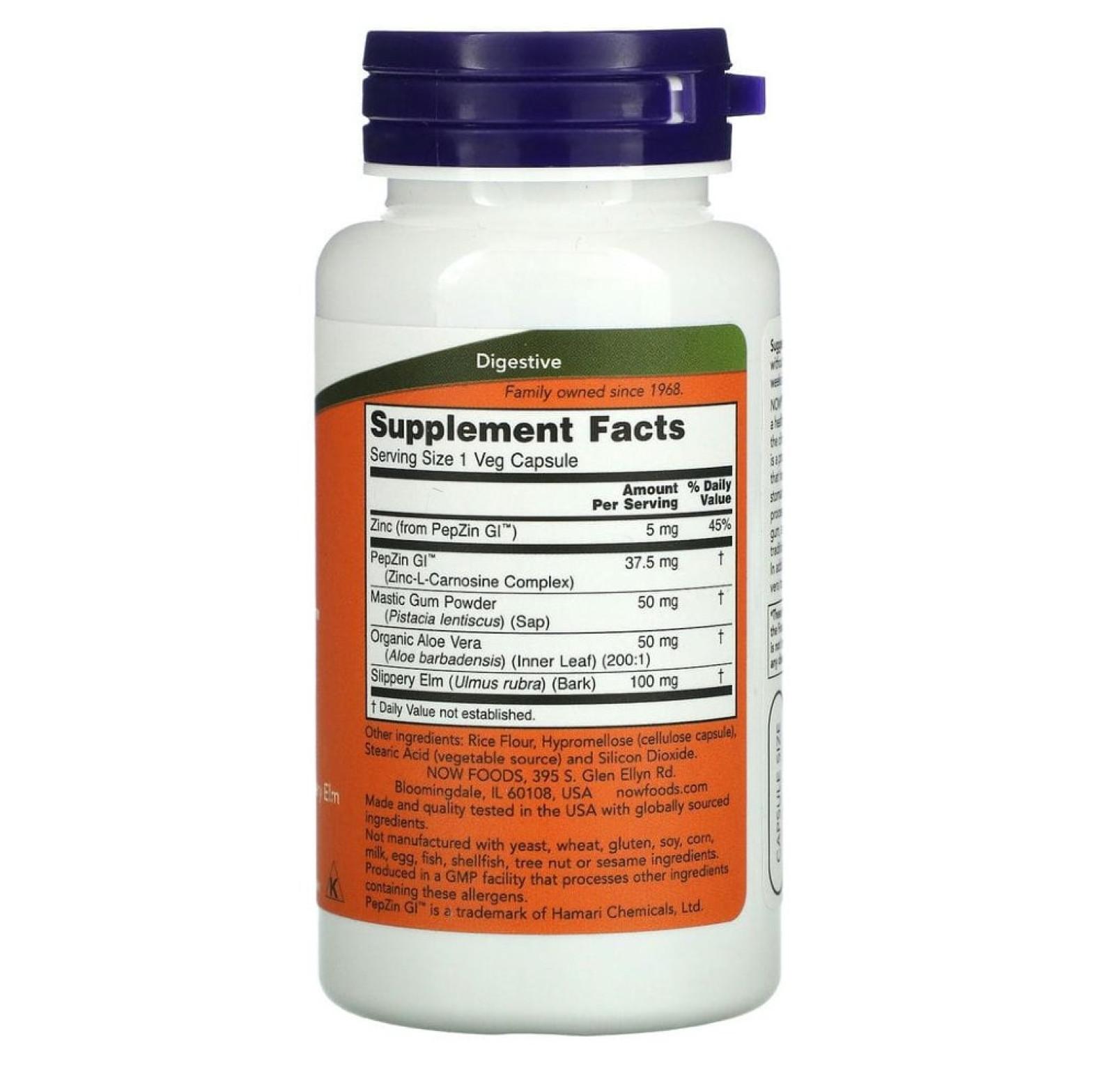 NOW Foods, Gastro Comfort с PepZin GI, 60 растительных капсул