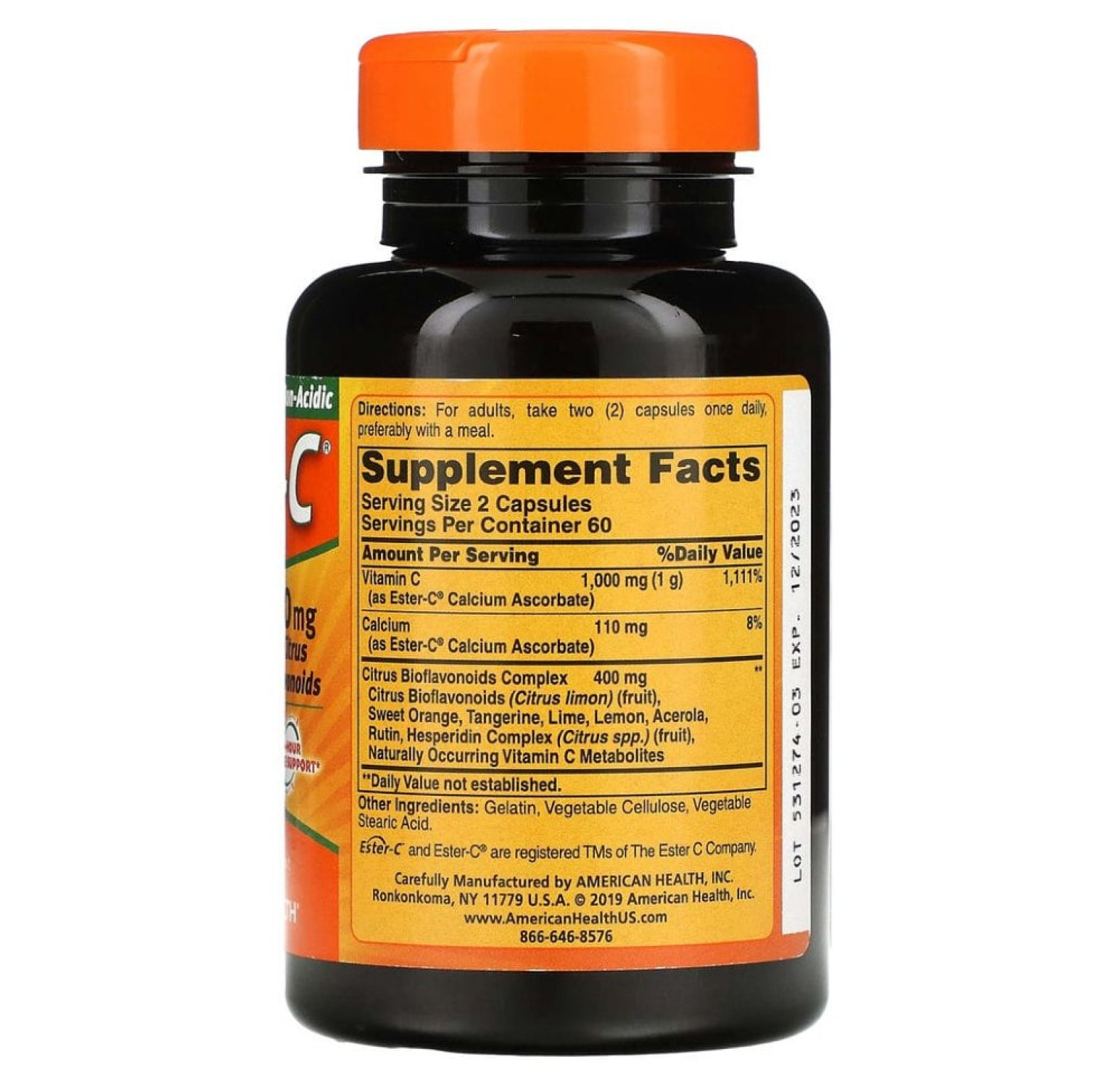 American Health, Ester-C с цитрусовыми биофлавоноидами, 500 мг, 120 капсул