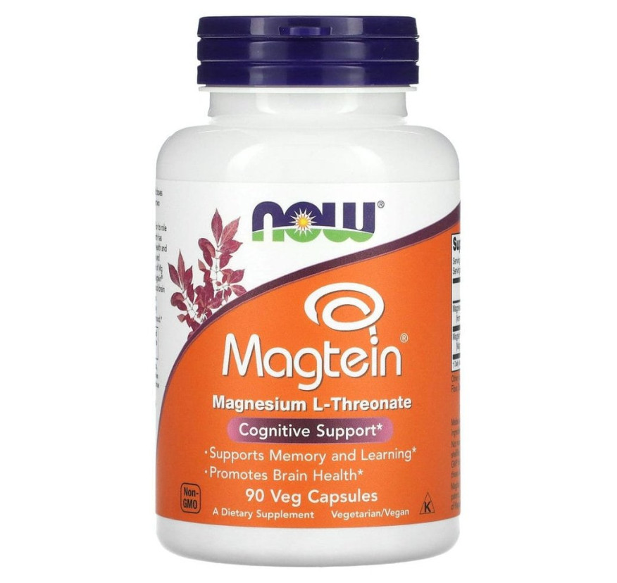 NOW Foods, Magtein, L-треонат магния, 90 растительных капсул
