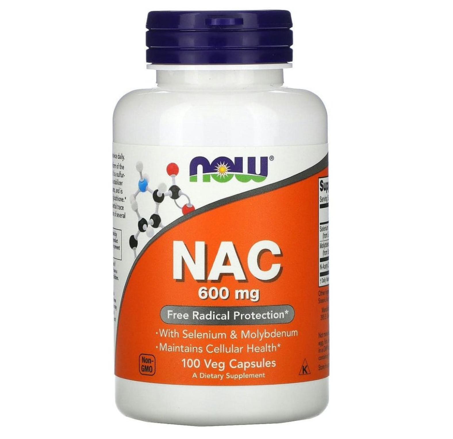 NOW Foods, NAC (N-ацетилцистеин), 600 мг, 100 растительных капсул