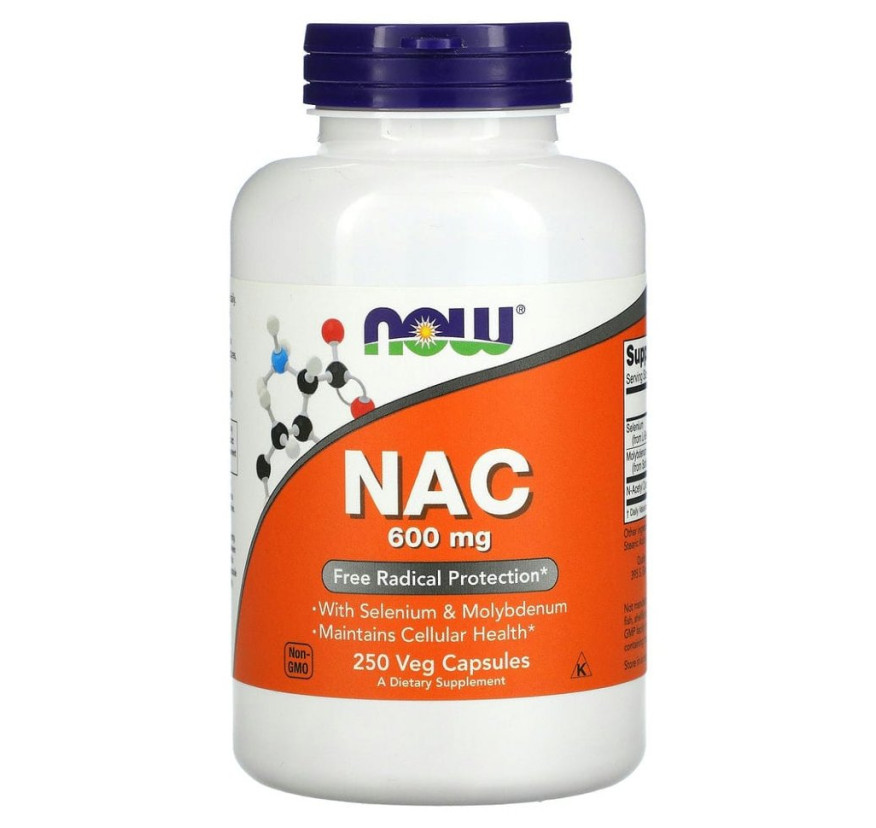 NOW Foods, NAC (N-ацетилцистеин), 600 мг, 250 вегетарианских капсул