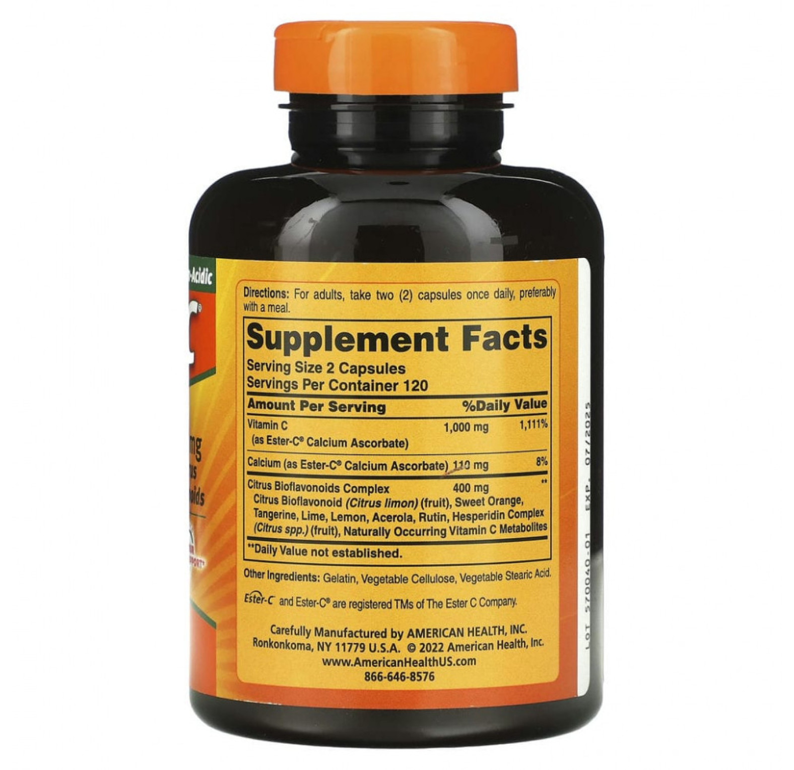 American Health, Ester-C с цитрусовыми биофлавоноидами, 500 мг, 240 капсул