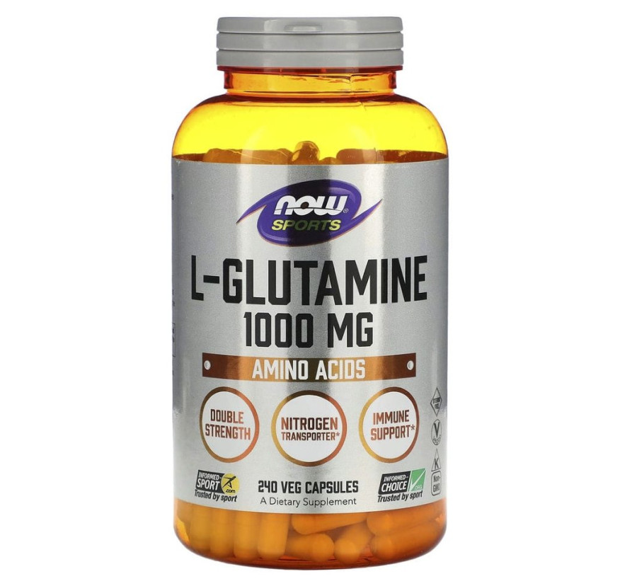 NOW Foods, Sports, L-глютамин, 1000 мг, 240 растительных капсул