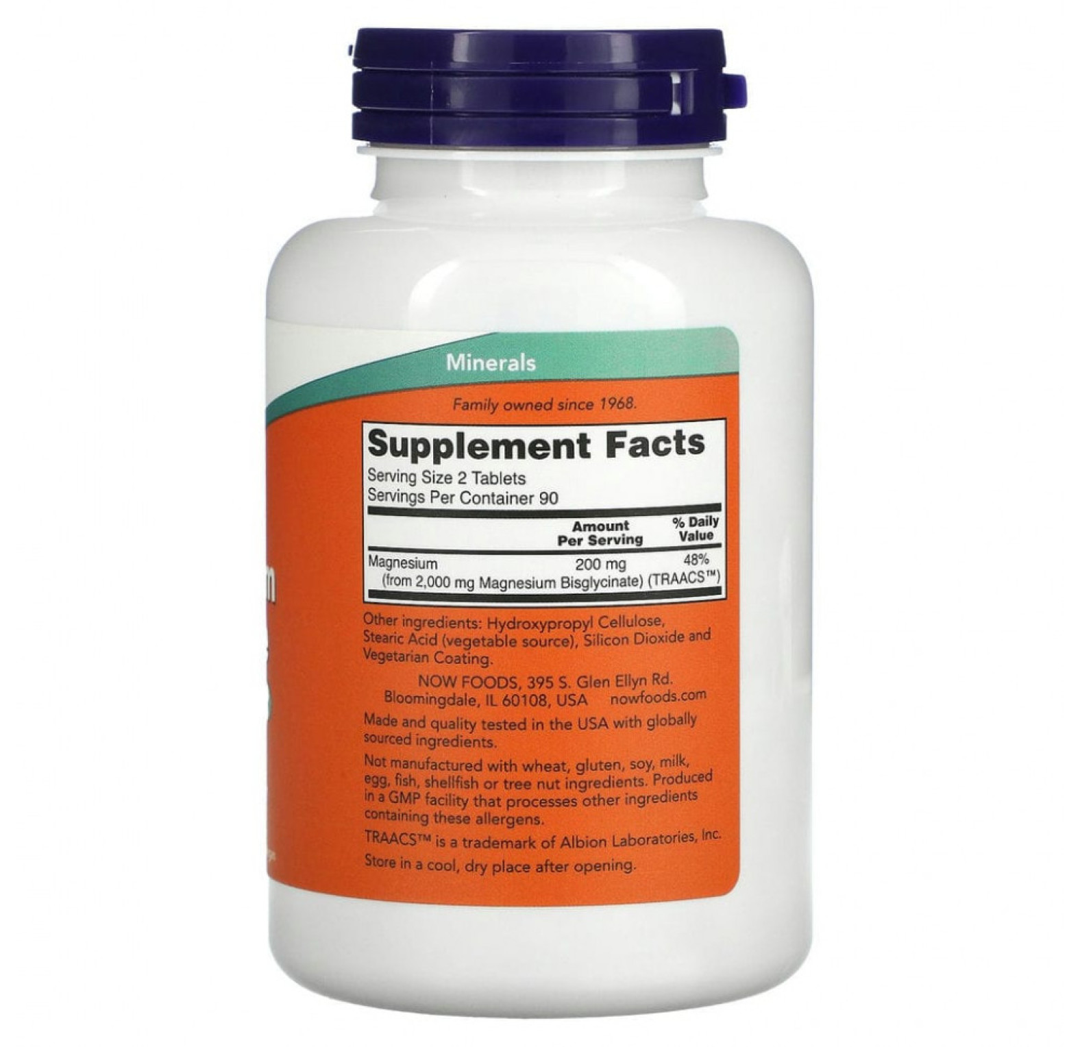 NOW Foods, Глицинат магния, 180 таблеток