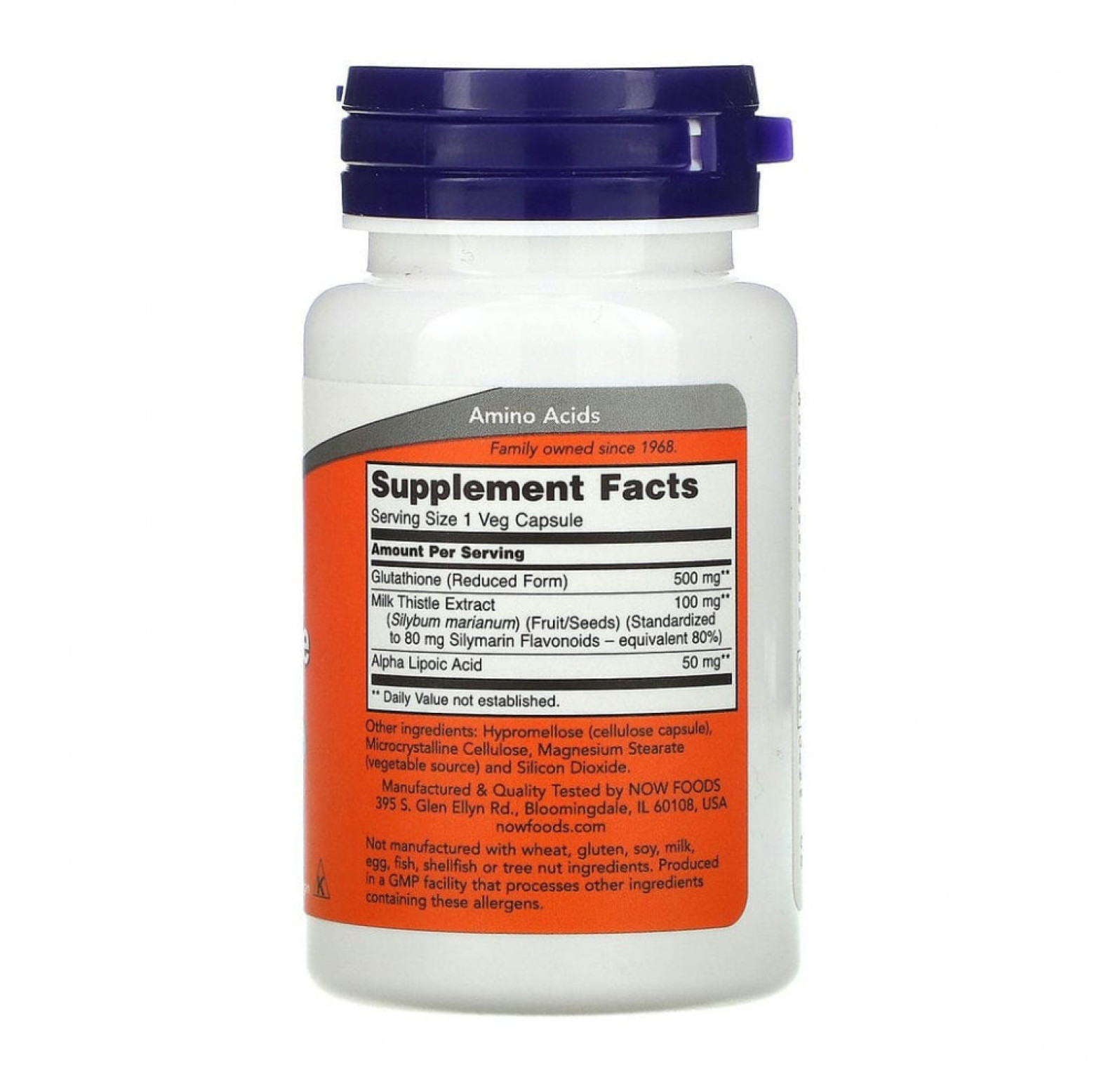 NOW Foods, Глутатион, 500 мг, 30 вегетарианских капсул