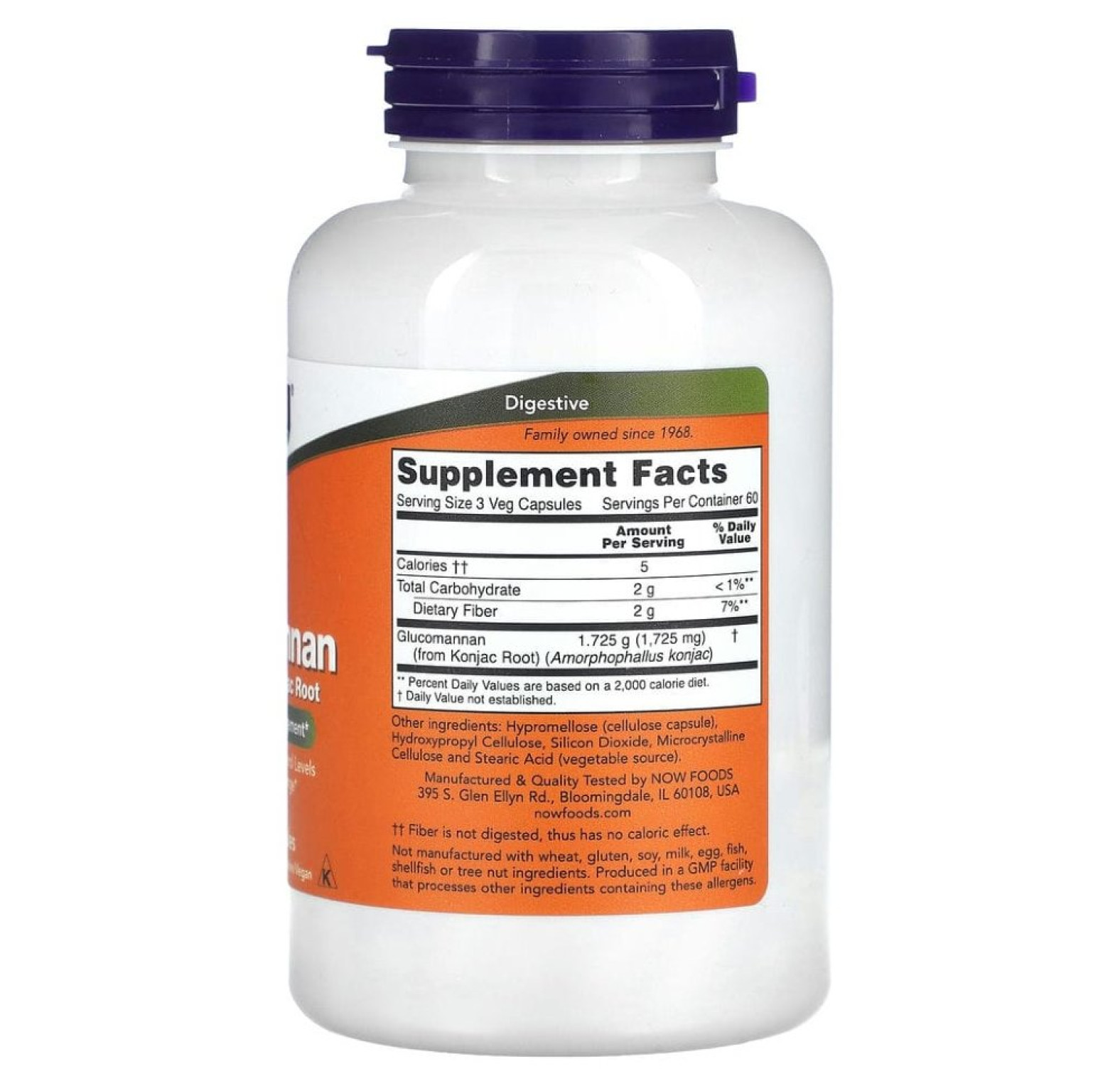 NOW Foods, глюкоманнан, 575 мг, 180 вегетарианских капсул