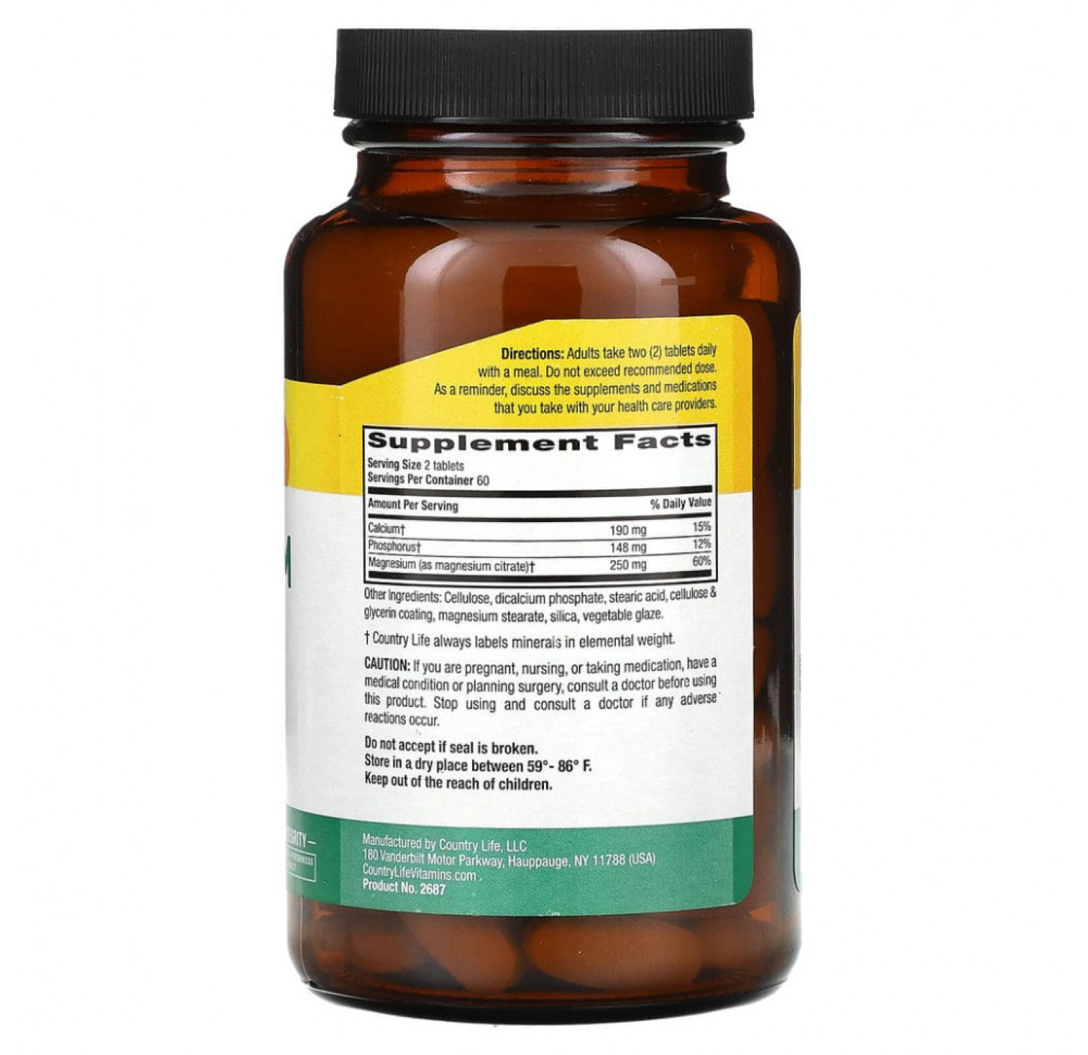 Country Life, Цитрат магния, 125 мг, 120 таблеток