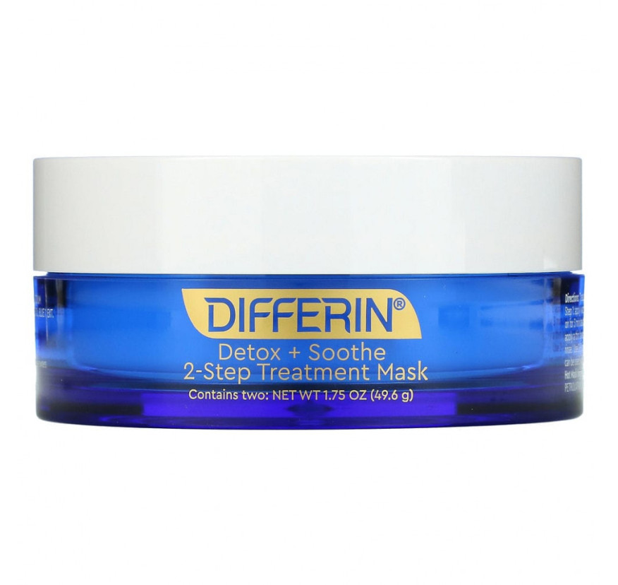 Differin, Detox + Soothe, лечебная маска для 2 этапов, 49,6 г (1,75 унции)