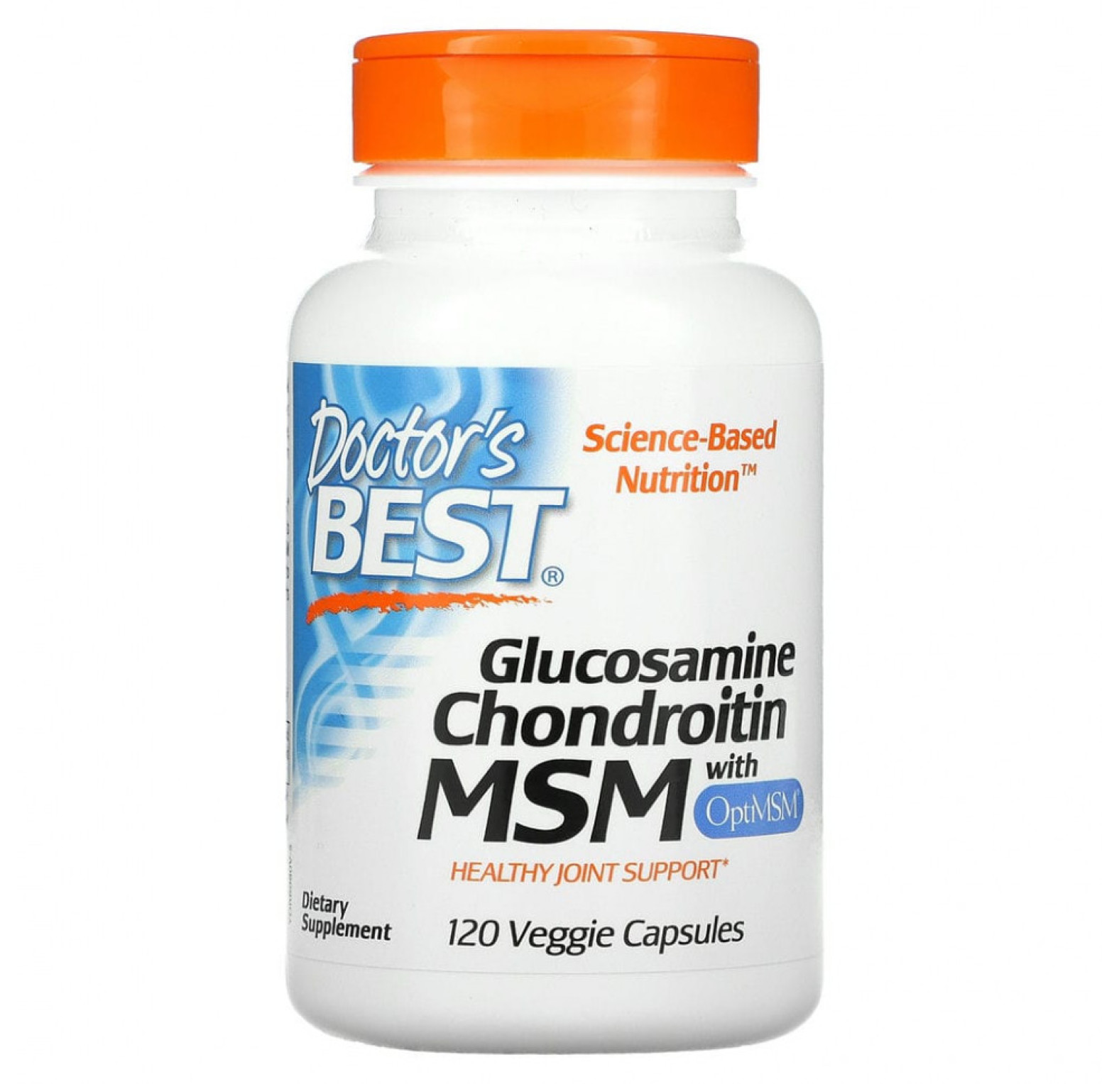 Doctor's Best, глюкозамин, хондроитин и МСМ с OptiMSM, 120 вегетарианских капсул