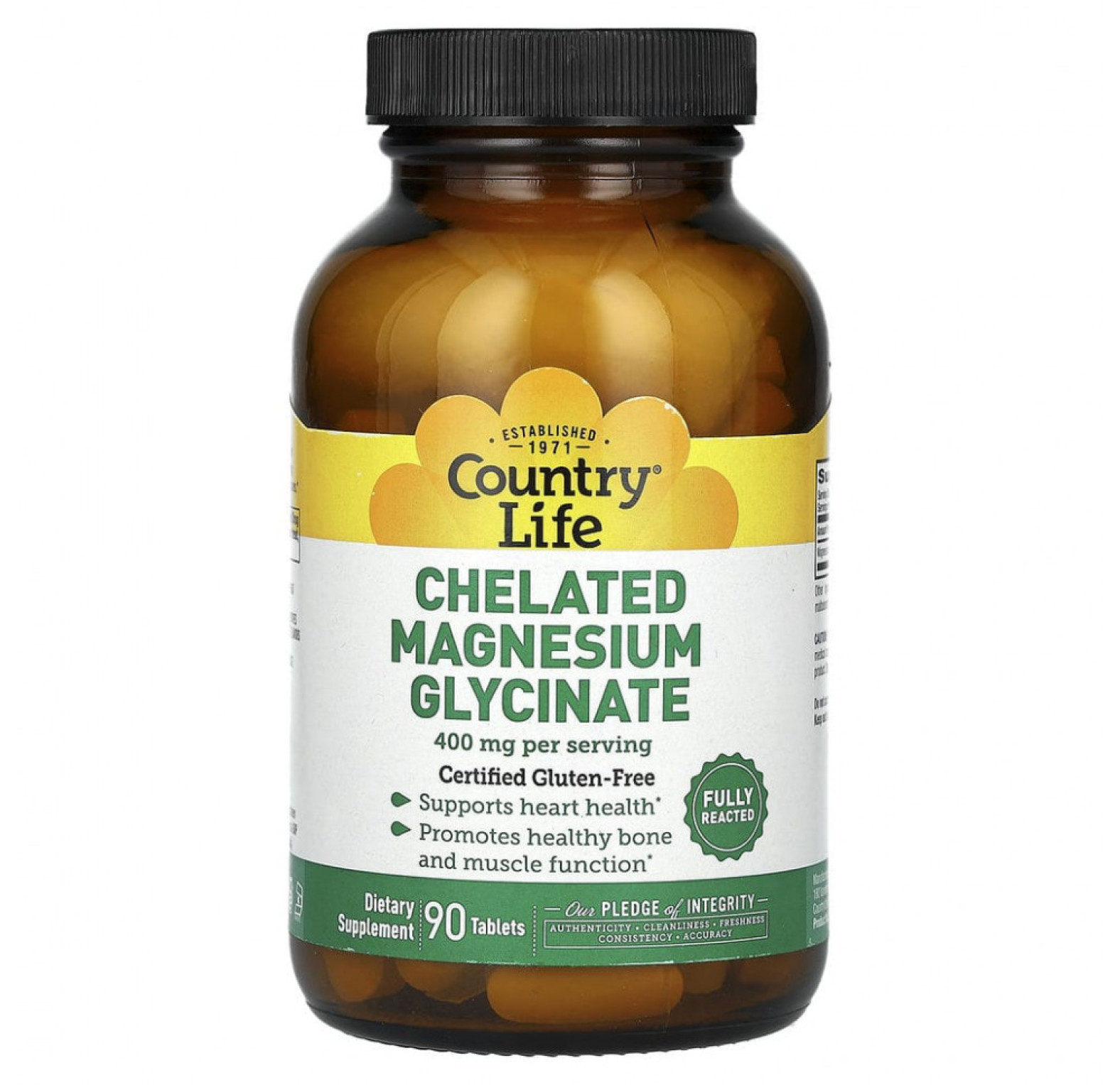 Country Life, хелатный глицинат магния, 133 мг, 90 таблеток