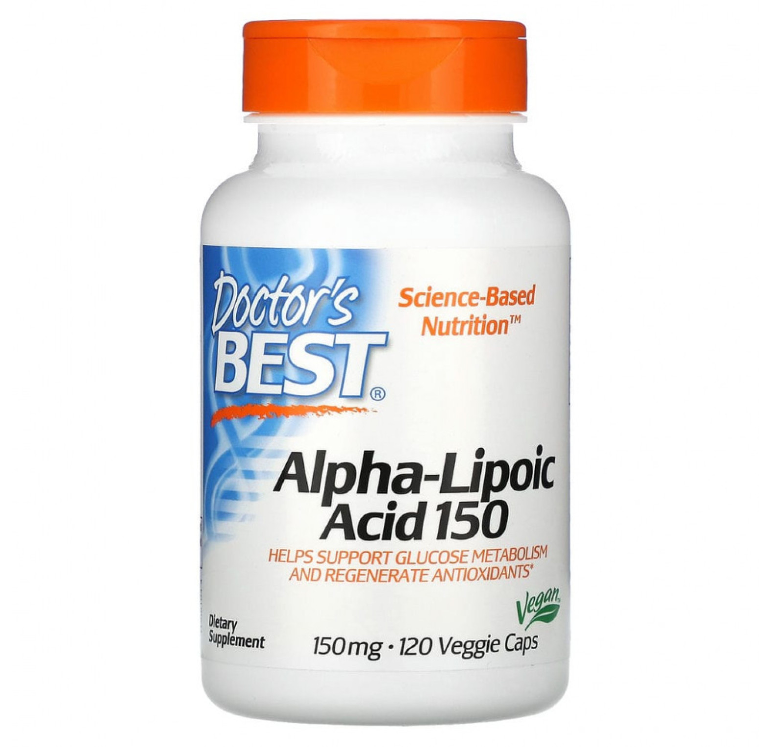 Doctor's Best, Альфа-липоевая кислота 150, 150 мг, 120 растительных капсул
