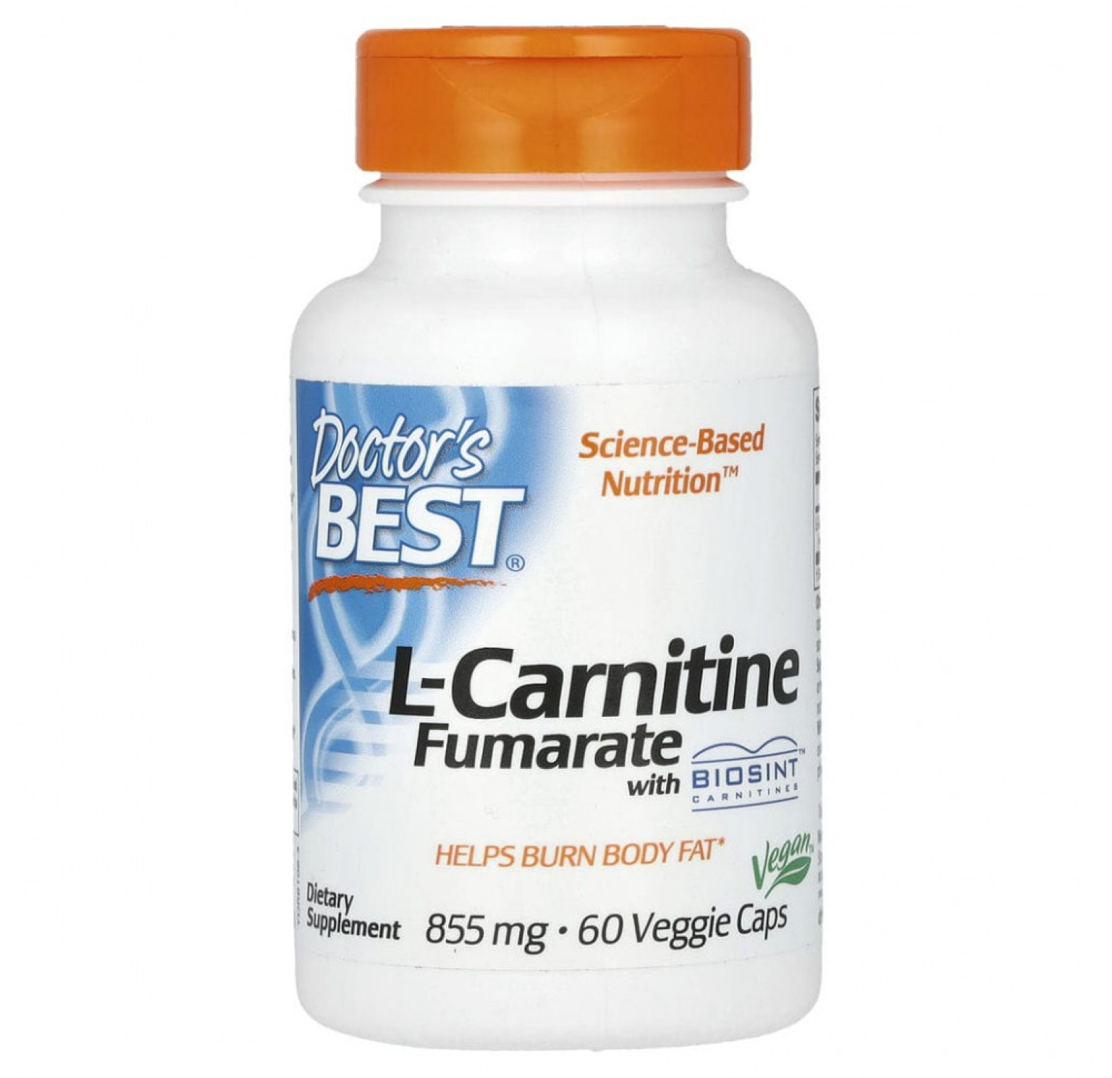 Doctor's Best, L-карнитин фумарат с карнитинами Biosint, 855 мг, 60 вегетарианских капсул