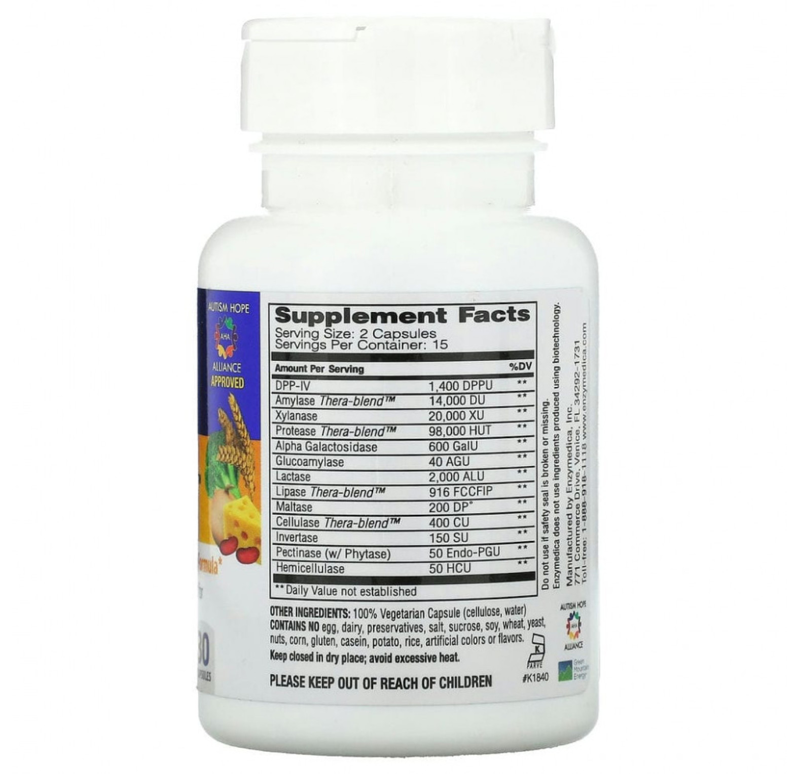 Enzymedica, Digest Spectrum, комплексное средство для пищевой непереносимости, 30 капсул