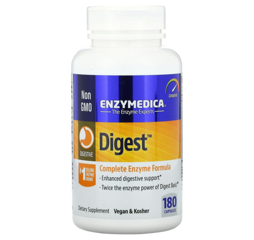 Enzymedica, Digest, полная формула ферментов, 180 капсул