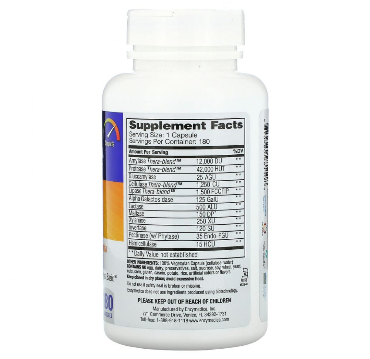 Enzymedica, Digest, полная формула ферментов, 180 капсул