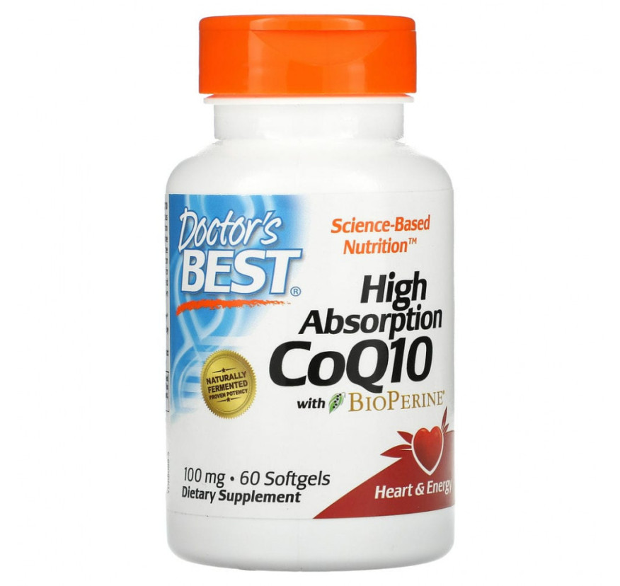 Doctor's Best, коэнзим Q10 с высокой степенью усвоения с BioPerine, 100 мг, 60 мягких таблеток