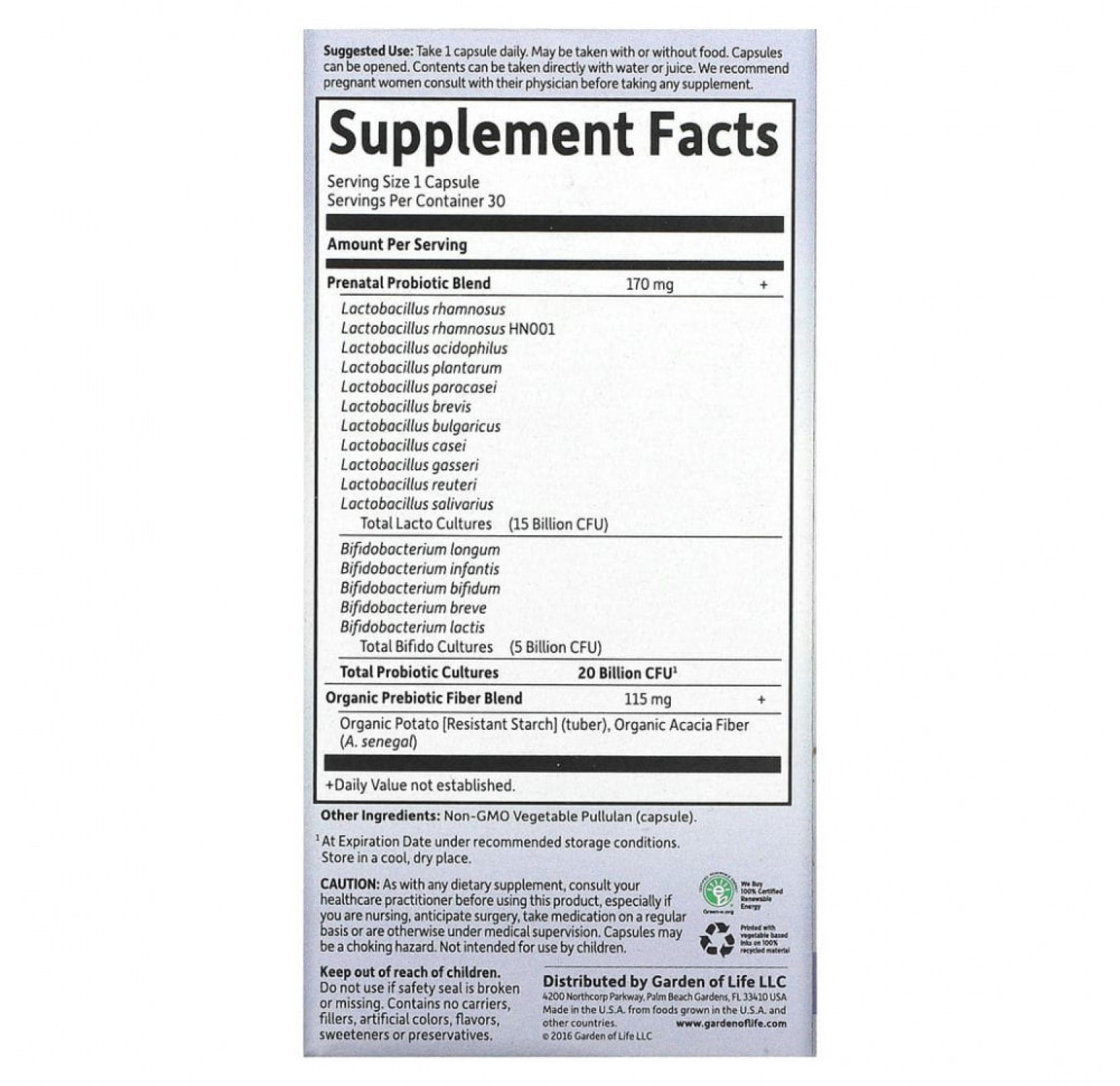 Garden of Life, Dr. Formulated Probiotics, ежедневные пренатальные витамины для приема один раз в день, 30 вегетарианских капсул