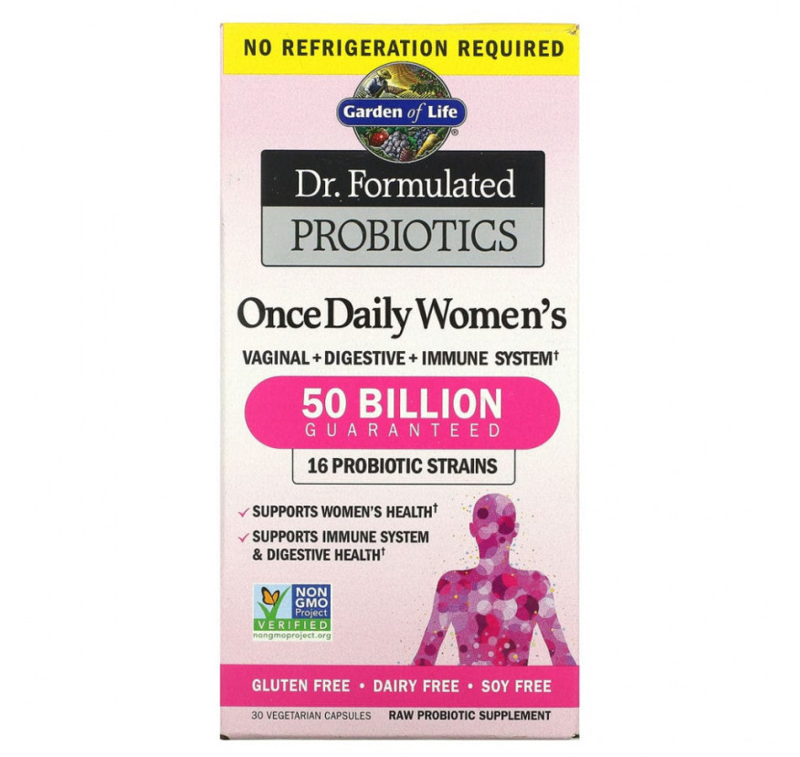 Garden of Life, Dr. Formulated Probiotics, пробиотики, одна таблетка в день для женщин, 30 вегетарианских капсул