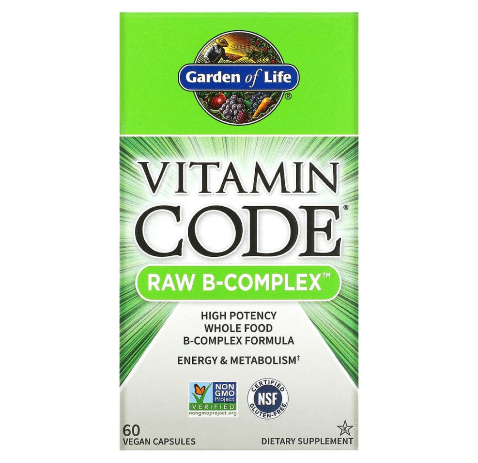 Garden of Life, Vitamin Code, Raw B-Complex, комплекс витаминов группы В, 60 веганских капсул