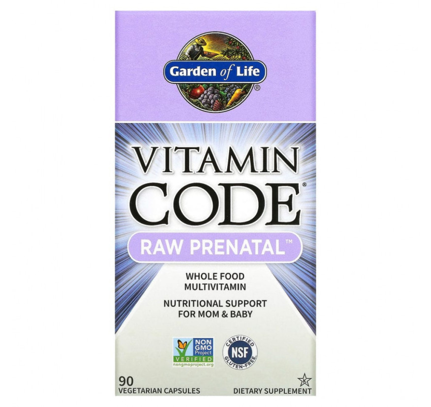 Garden of Life, Vitamin Code, RAW Prenatal, 90 вегетарианских капсул