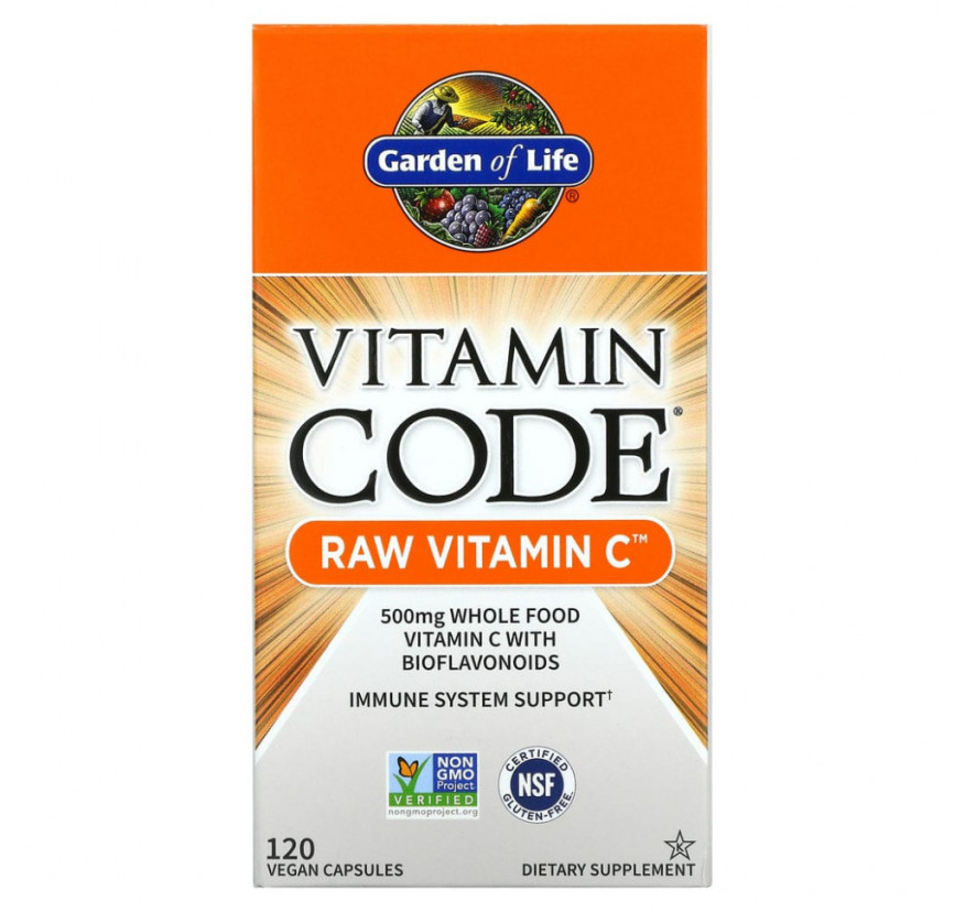 Garden of Life, Vitamin Code, витамин C RAW, 250 мг, 120 веганских капсул