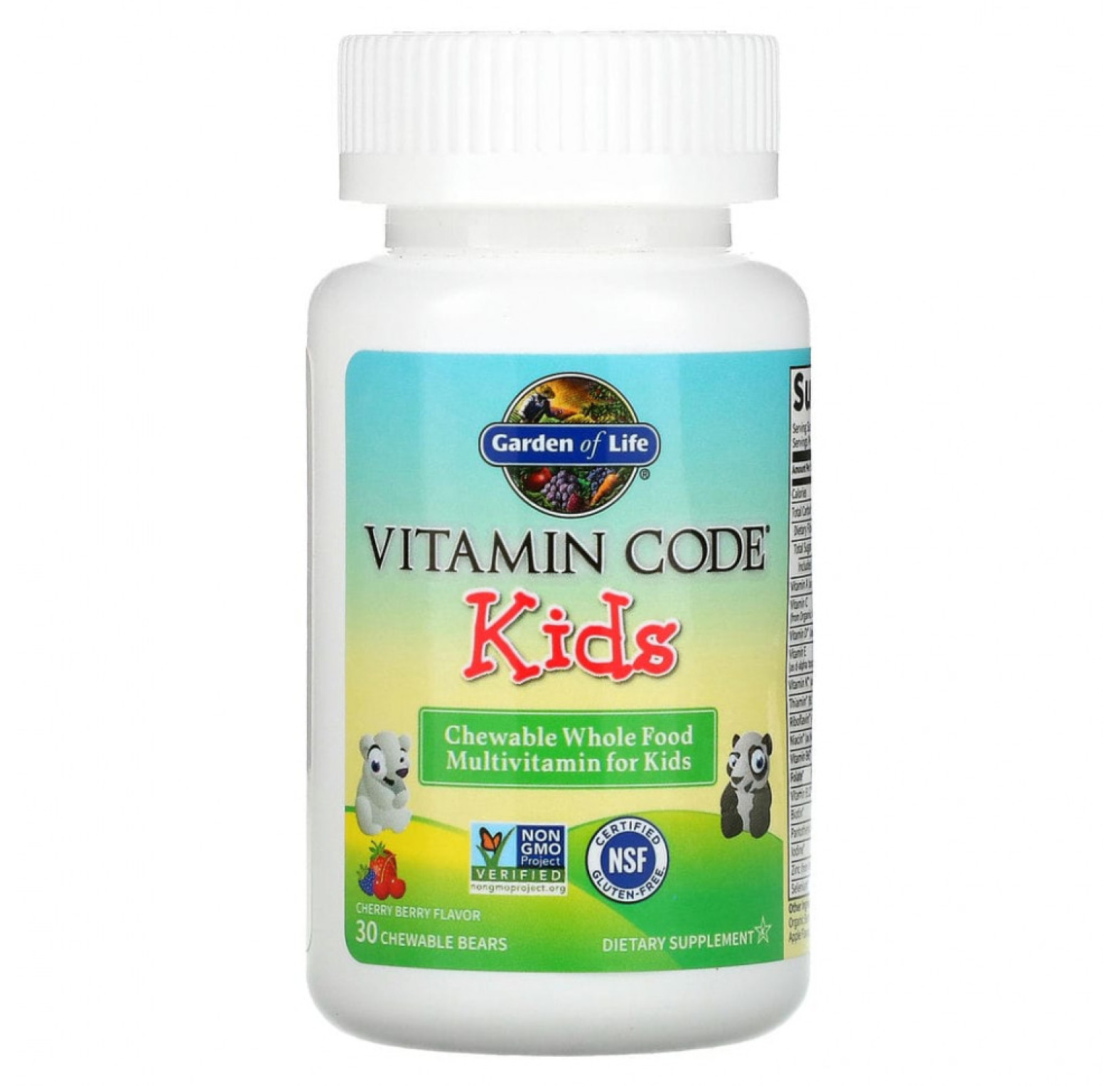 Garden of Life, Vitamin Code, для детей, жевательные цельнопищевые мультивитамины, вишня, 30 жевательных мишек