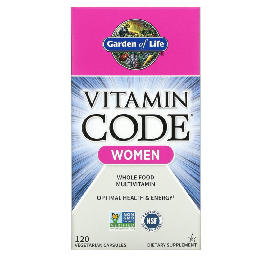 Garden of Life, Vitamin Code, мультивитамины из цельных продуктов для женщин, 120 вегетарианских капсул