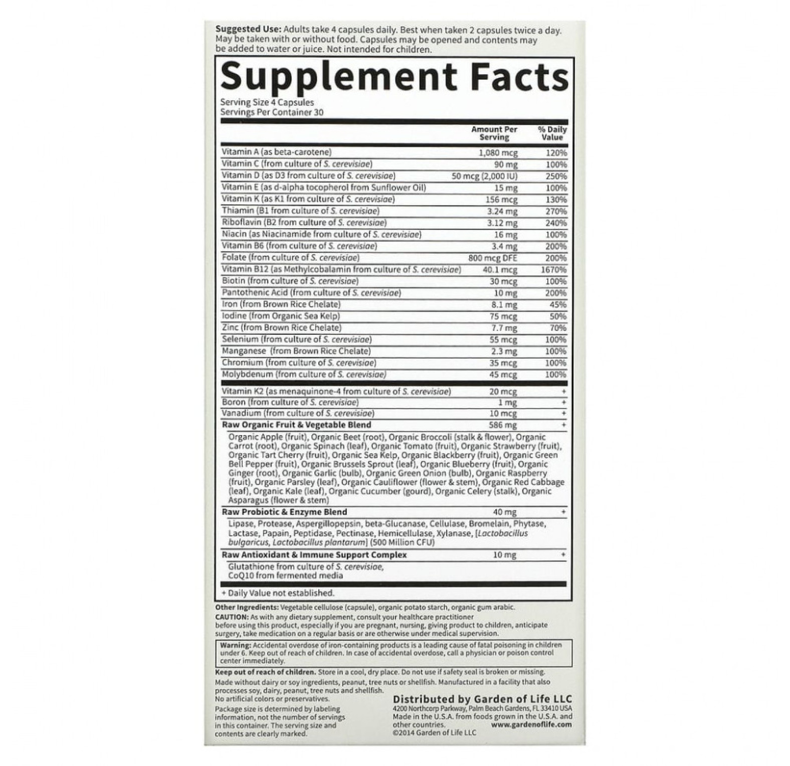 Garden of Life, Vitamin Code, мультивитамины из цельных продуктов для женщин, 120 вегетарианских капсул