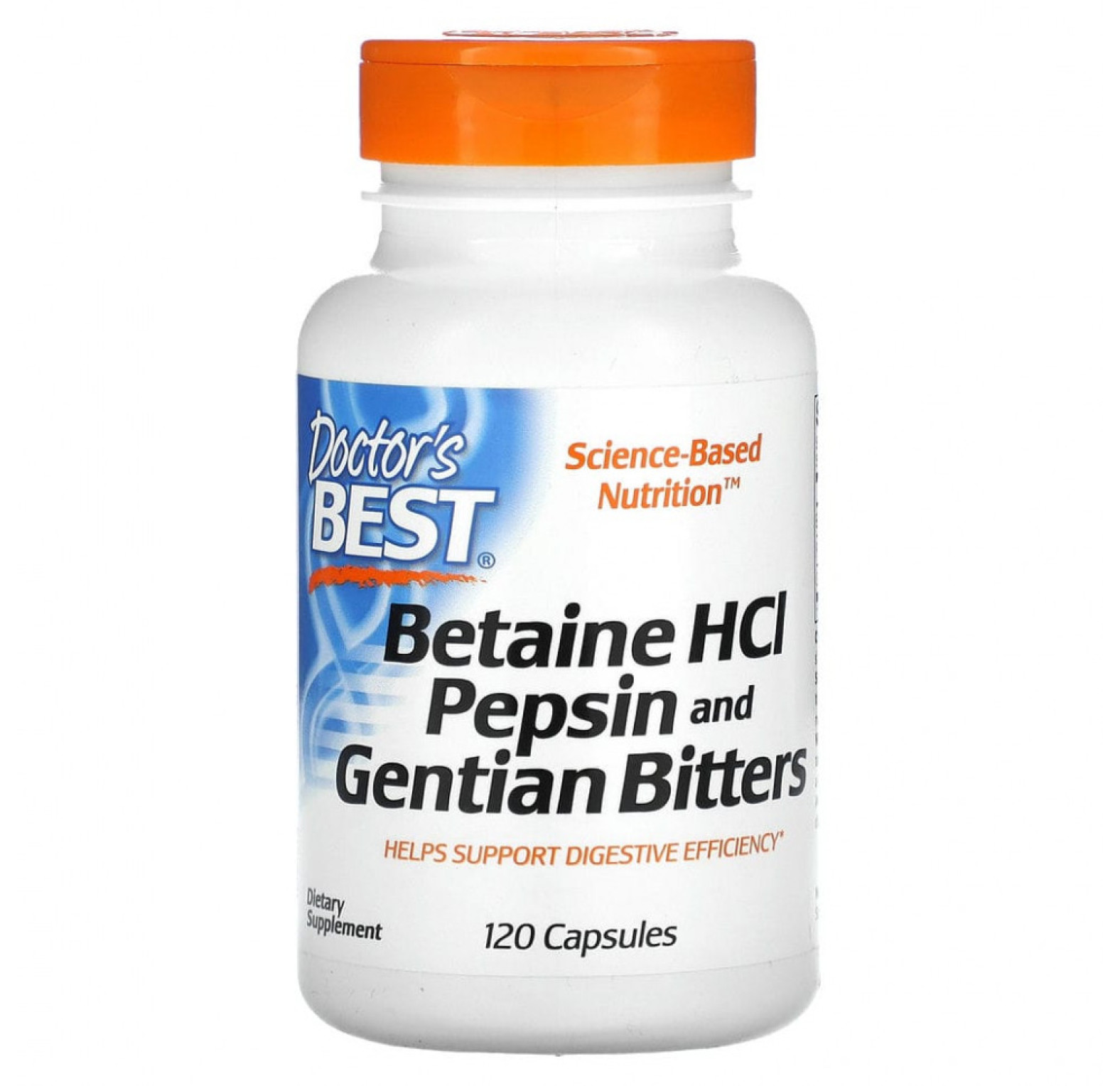 Doctor's Best, горькая настойка из бетаингидрохлорида, пепсина и горечавки, 120 капсул