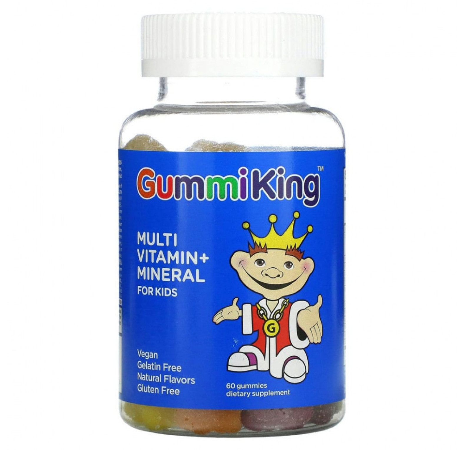 GummiKing, мультивитамины и микроэлементы для детей, со вкусом клубники, апельсина, лимона, винограда, вишни и грейпфрута, 60 жевательных таблеток