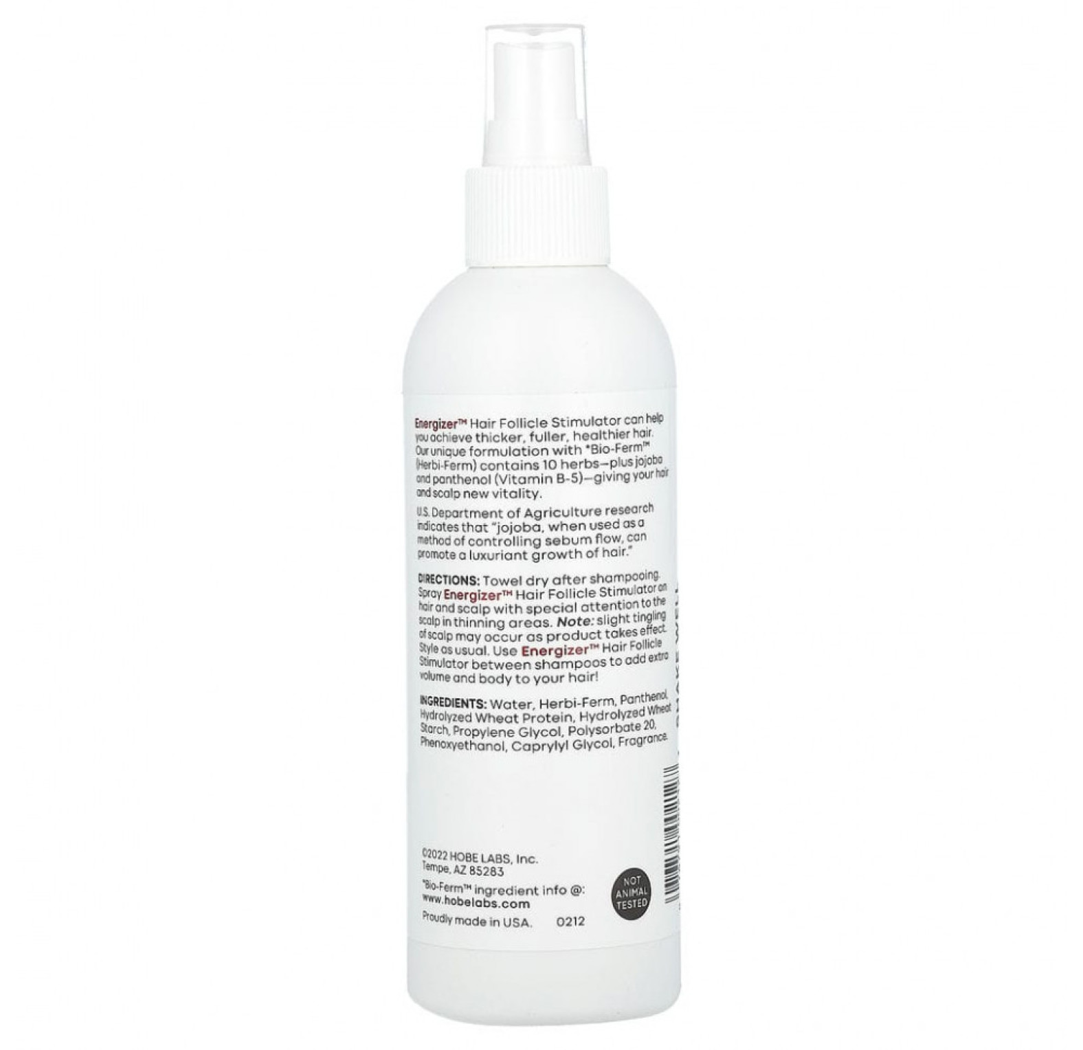 Hobe Labs, Energizer, стимулятор роста волос с жожоба и витамином B5, 237 мл (5,8 жидк. унции)