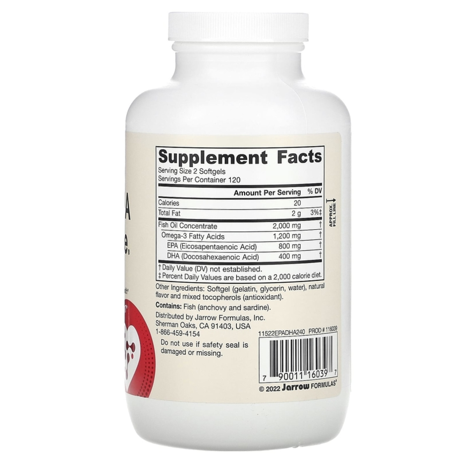 Jarrow Formulas, EPA-DHA Balance, 240 мягких таблеток