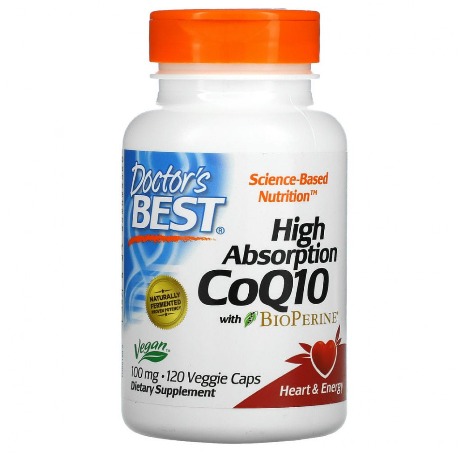 Doctor's Best, коэнзим Q10 с высокой степенью всасывания, с BioPerine, 100 мг, 120 вегетарианских капсул