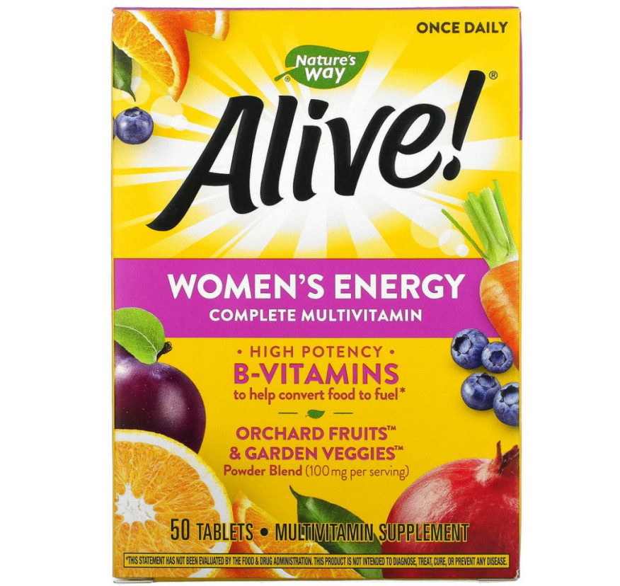 Nature's Way, Alive! полноценный мультивитаминный энергетический комплекс для женщин, 50 таблеток