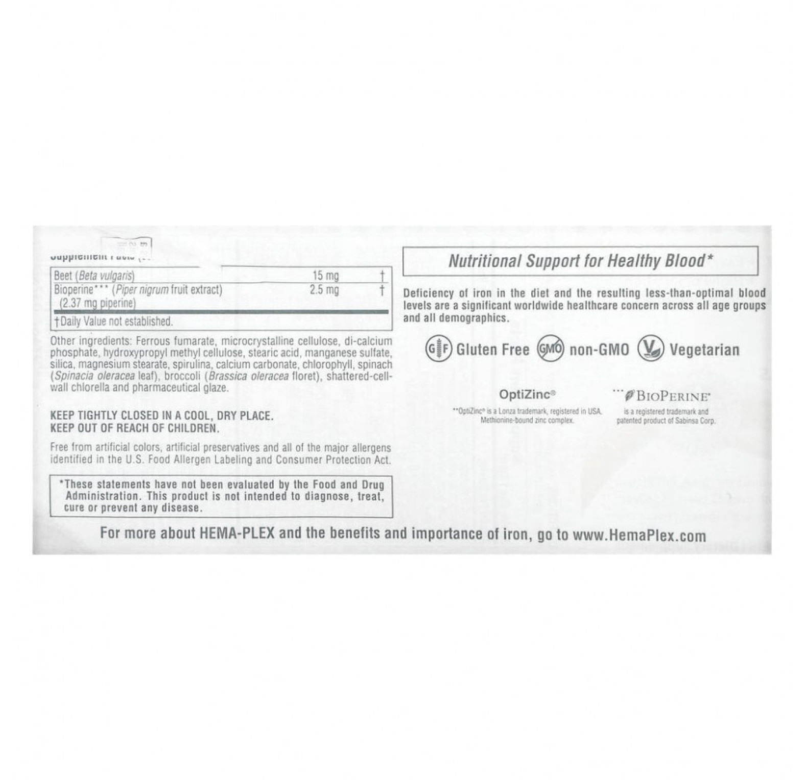 NaturesPlus, Hema-Plex, железо с незаменимыми питательными веществами для здоровых эритроцитов, 30 таблеток с медленным высвобождением