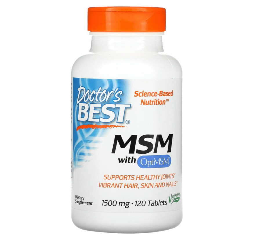 Doctor's Best, МСМ с OptiMSM, 1500 мг, 120 таблеток