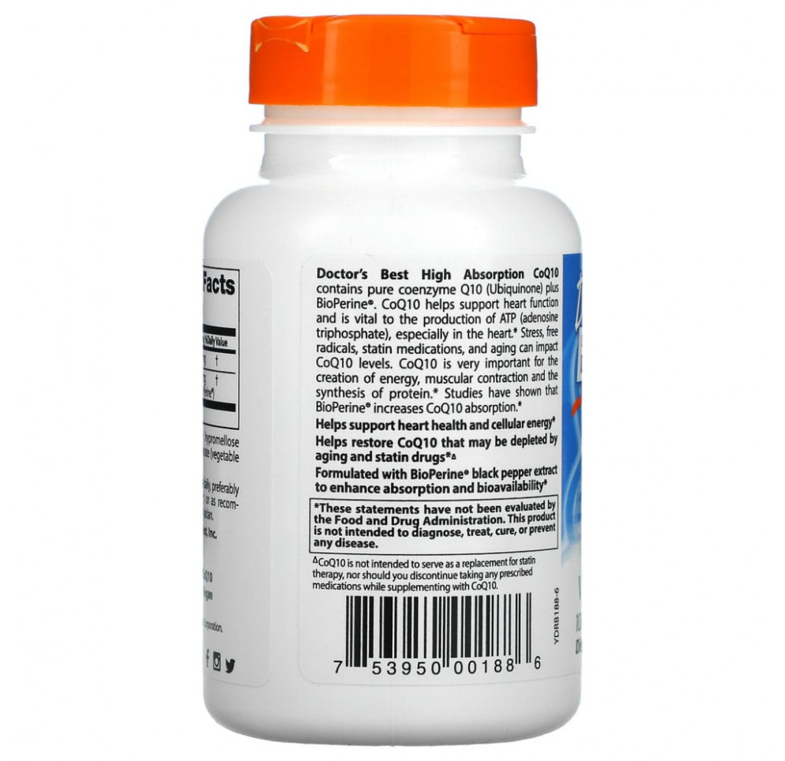 Doctor's Best, коэнзим Q10 с высокой степенью всасывания, с BioPerine, 100 мг, 120 вегетарианских капсул