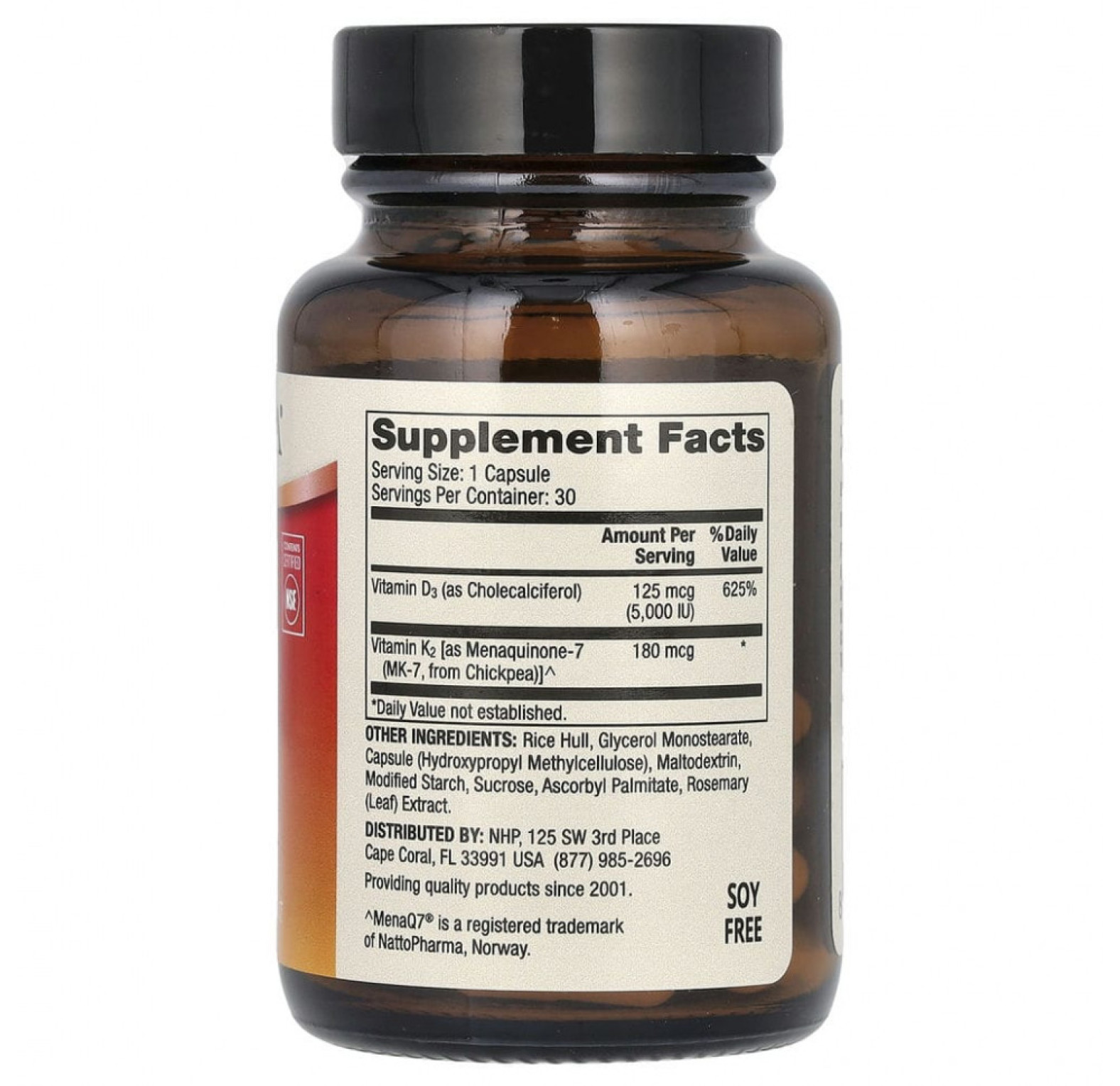 Dr. Mercola, витамины D3 и K2, 30 капсул