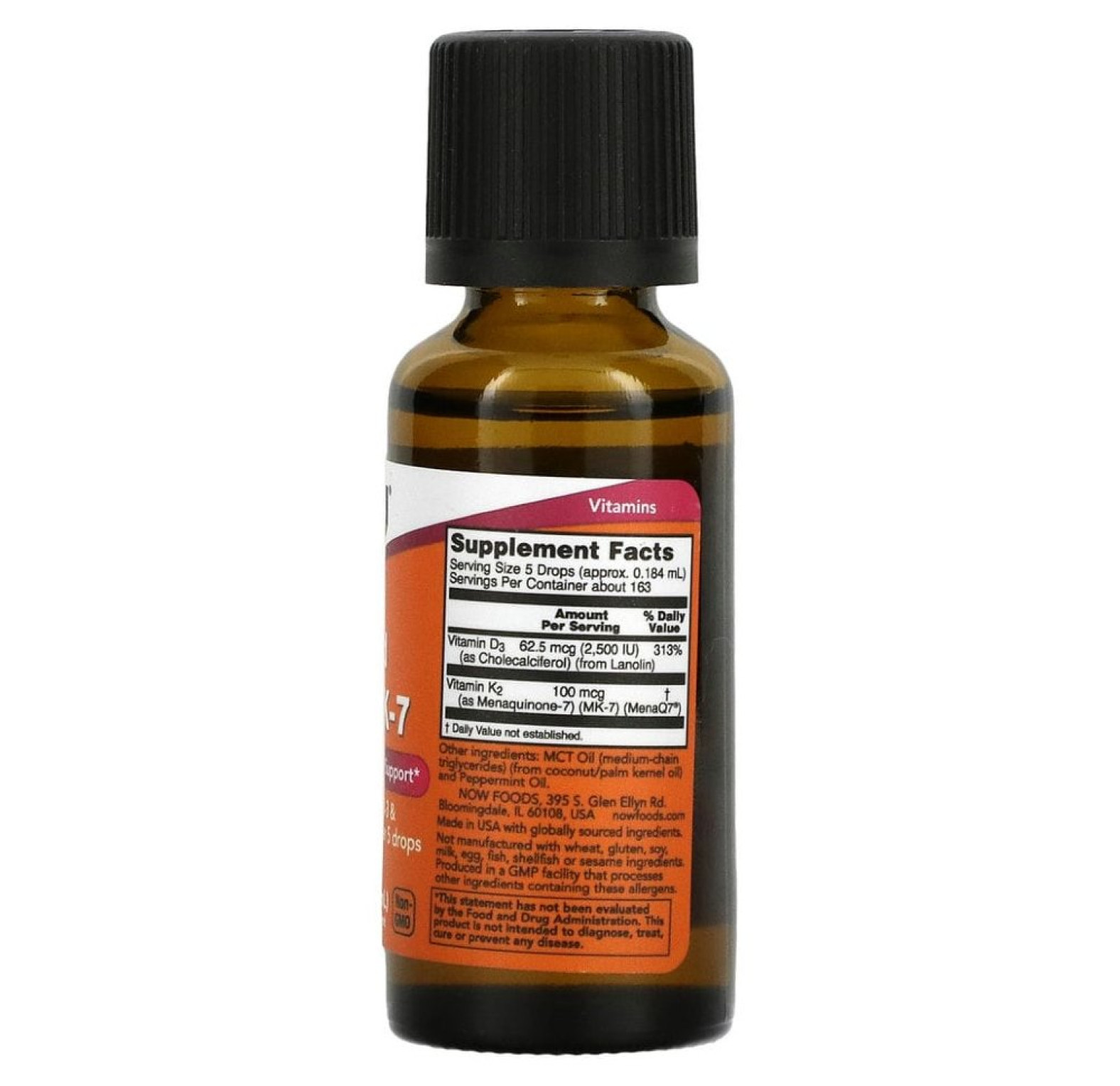 NOW Foods, жидкий витамин D3 и MK-7, 30 мл