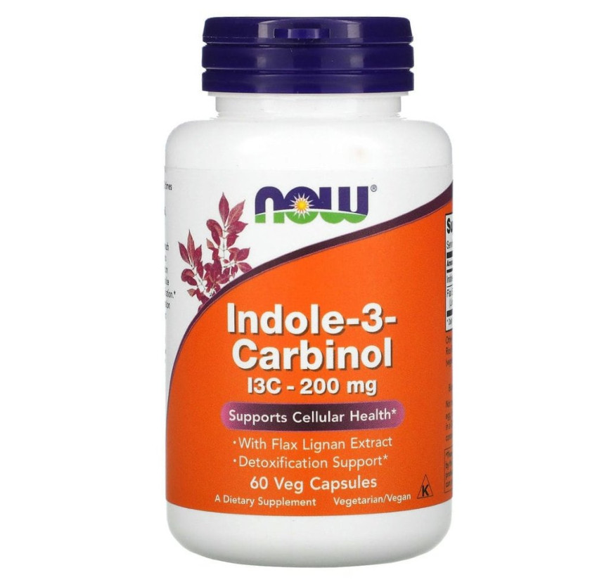 NOW Foods, индол 3-карбинол, 200 мг, 60 растительных капсул